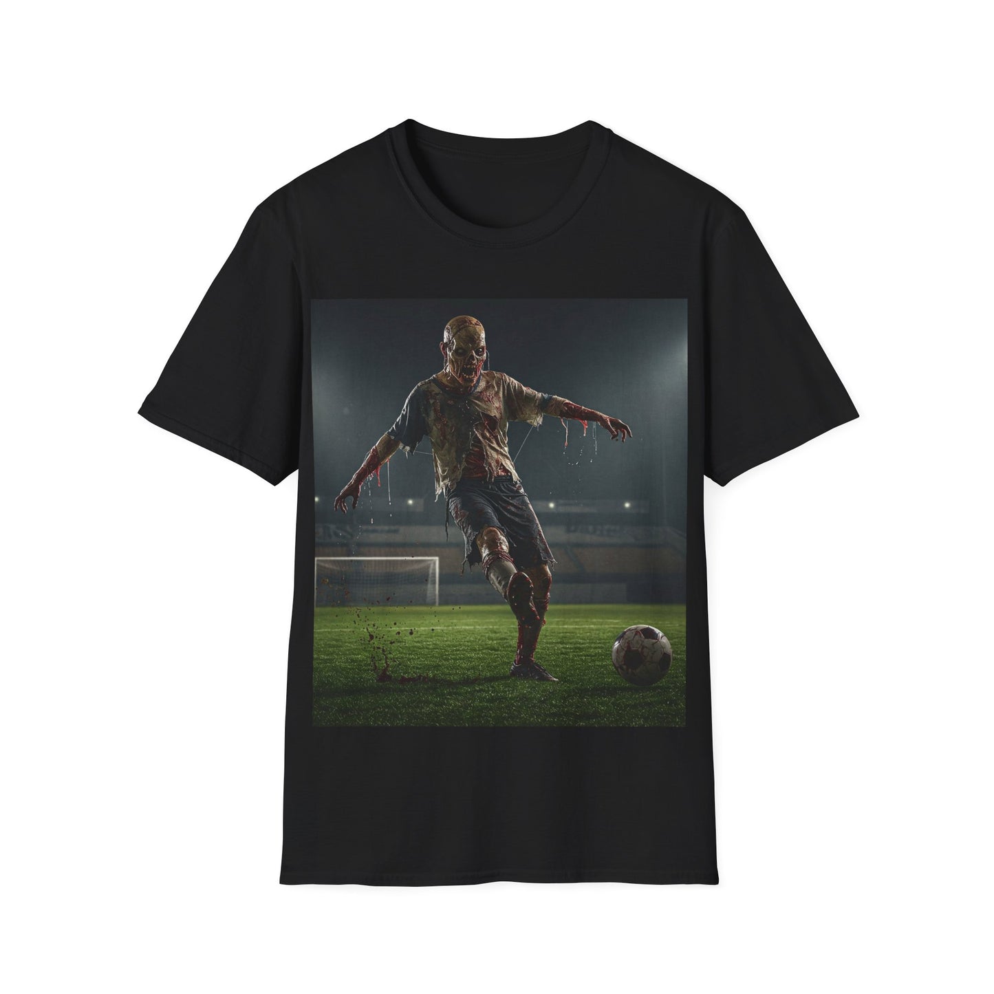 UK - Zombie Soccer Unisex Softstyle T-Shirt - Perfect for Halloween and Sports Lovers