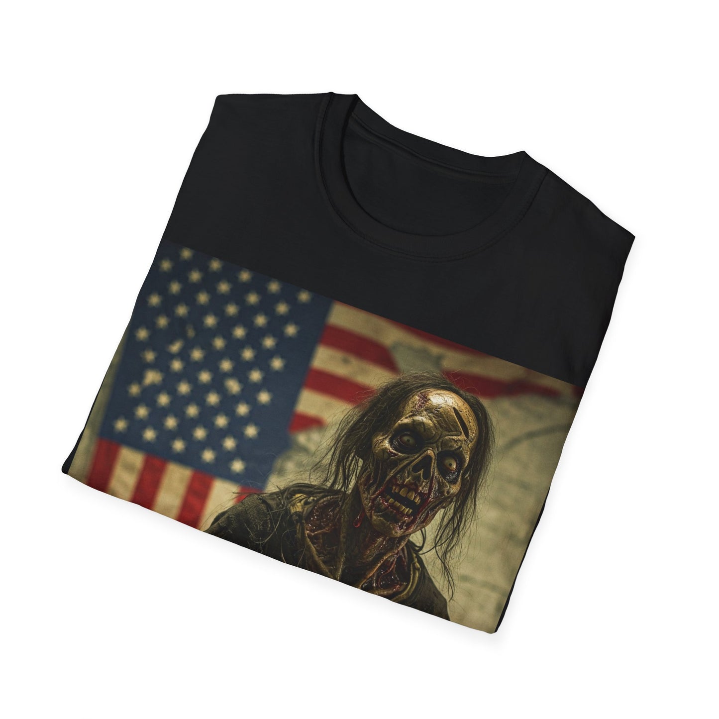 UK - Zombie Cat Lover Apocalyptic Portrait Tee, bold, decaying zombie graphic