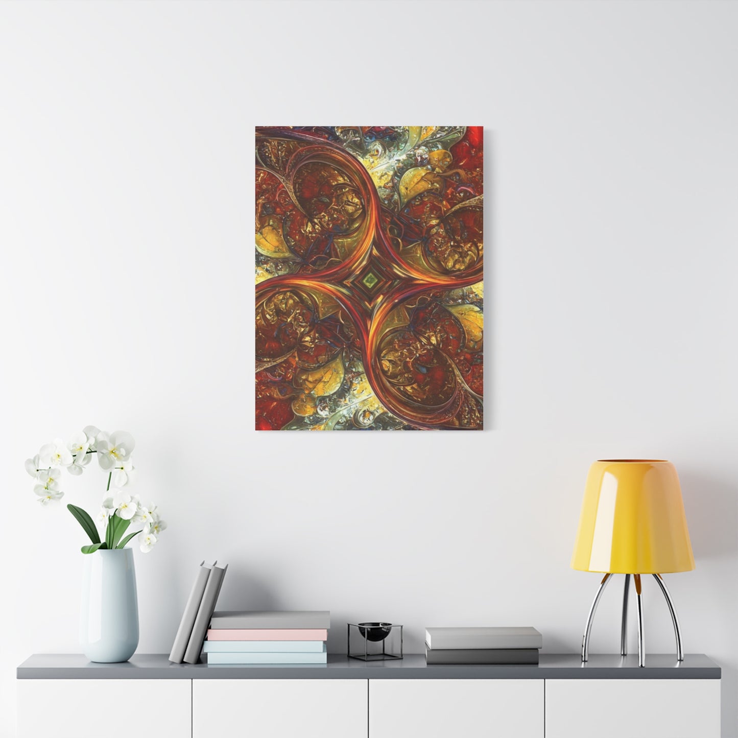 Abstract Art Matte Canvas Wall Decor - Vibrant Fractal Design, Colorful Home Accent