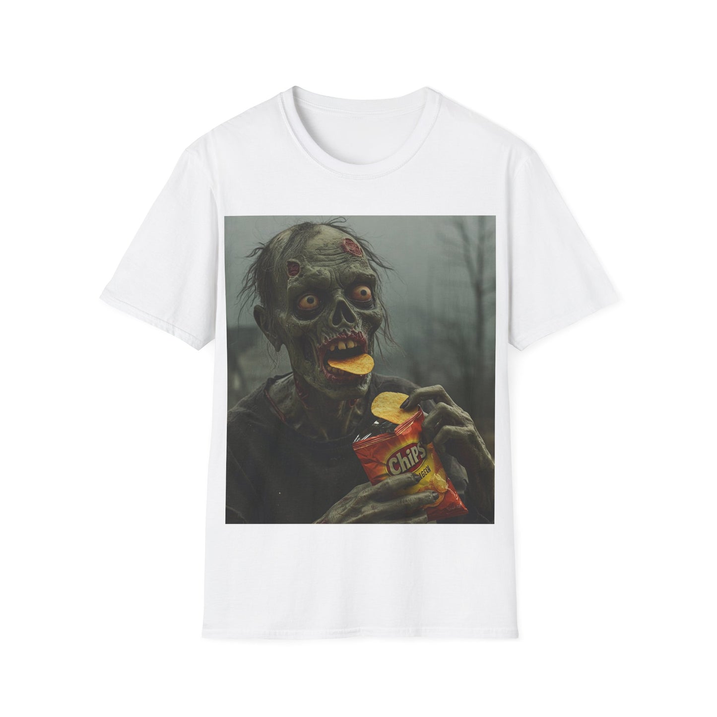 UK - Zombie Snack Unisex Softstyle T-Shirt - Perfect for Horror Fans & Halloween