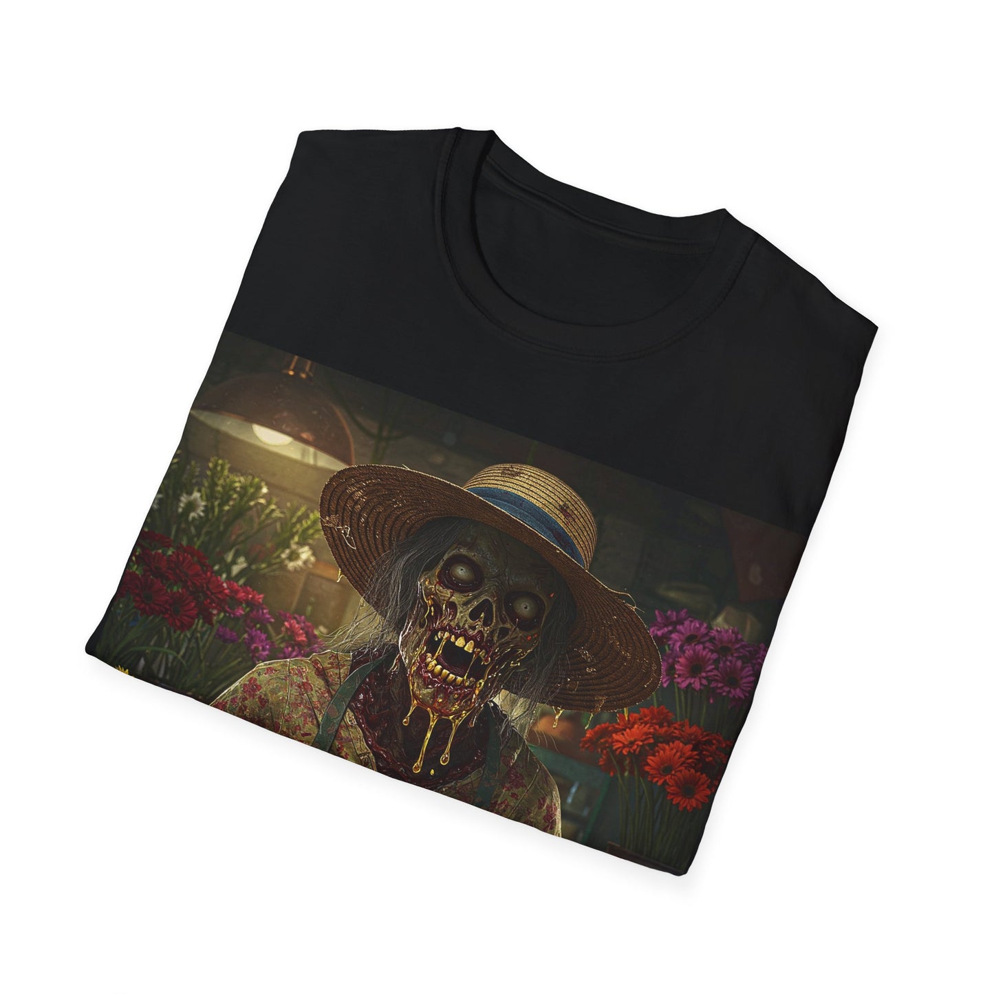 UK - Unisex Softstyle T-Shirt - Vintage Floral Skeleton Design for Halloween