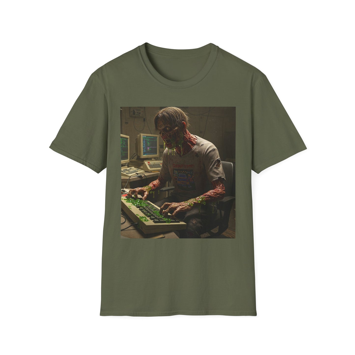 Zombie Hacker Unisex Softstyle T-Shirt - Retro Gaming Vibe