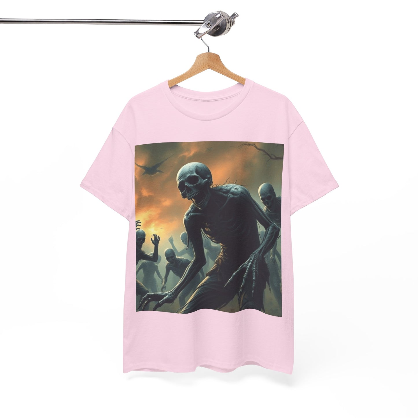 UK - Unisex Heavy Cotton Tee - Eerie Skeleton Design for Halloween Enthusiasts