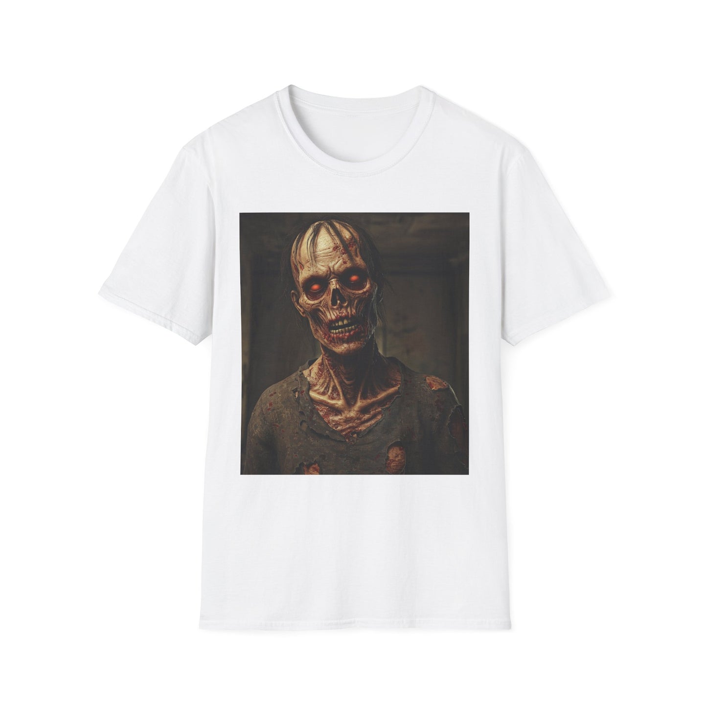 Creepy Skeleton Unisex Softstyle T-Shirt - Perfect for Halloween and Horror Fans