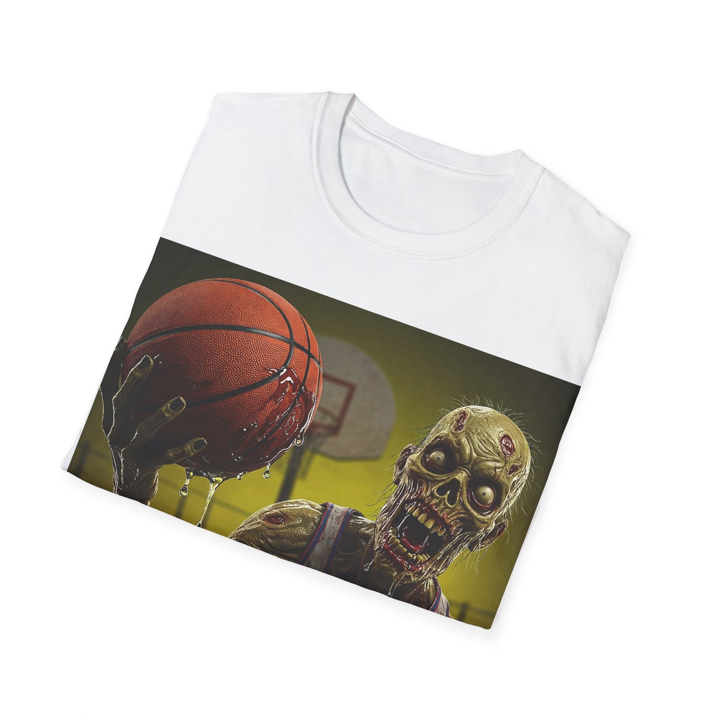UK - Zombie Basketball Apocalyptic Portrait Tee, bold, decaying zombie graphic