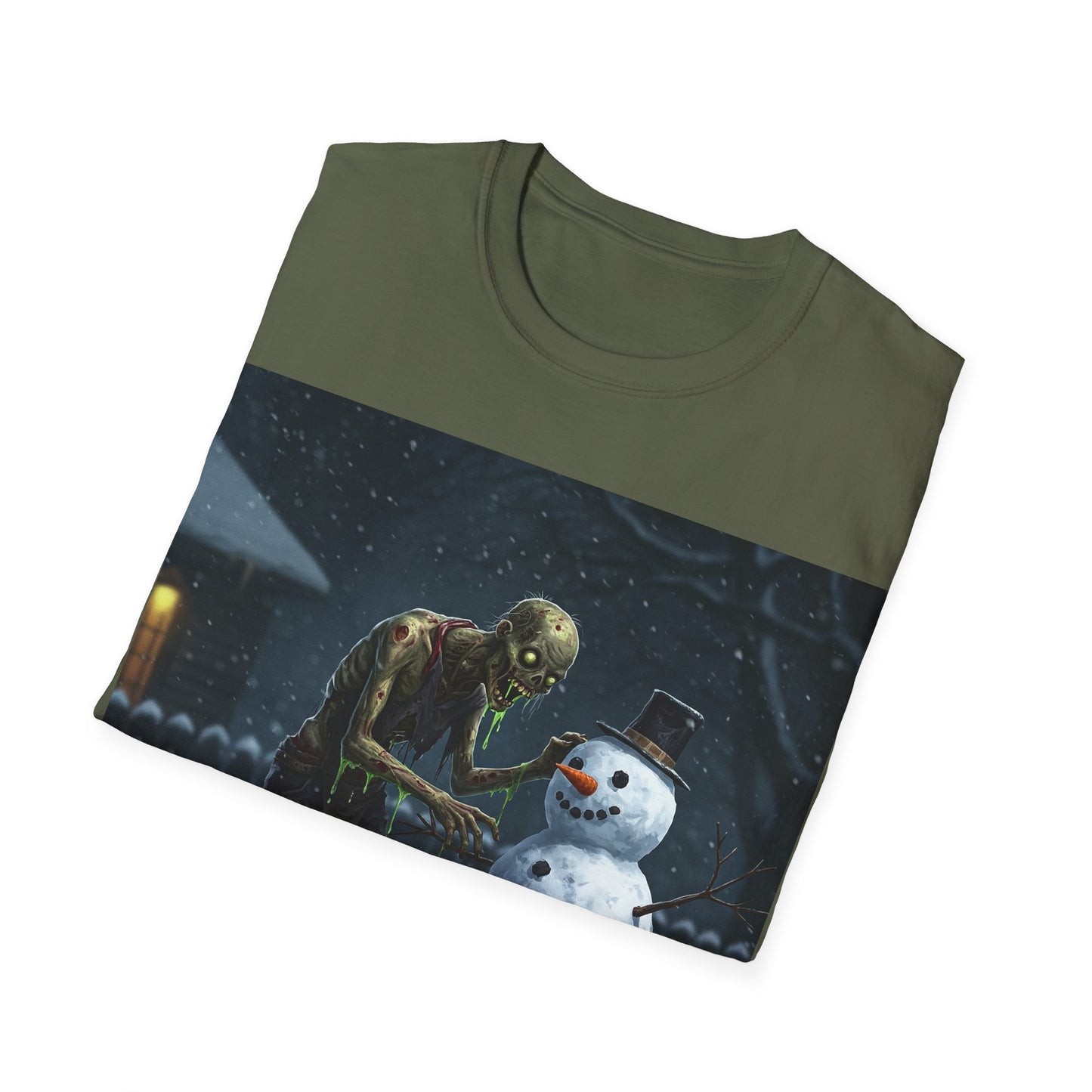 UK - Merry Horror Unisex Softstyle T-Shirt - Creepy Snowman Design