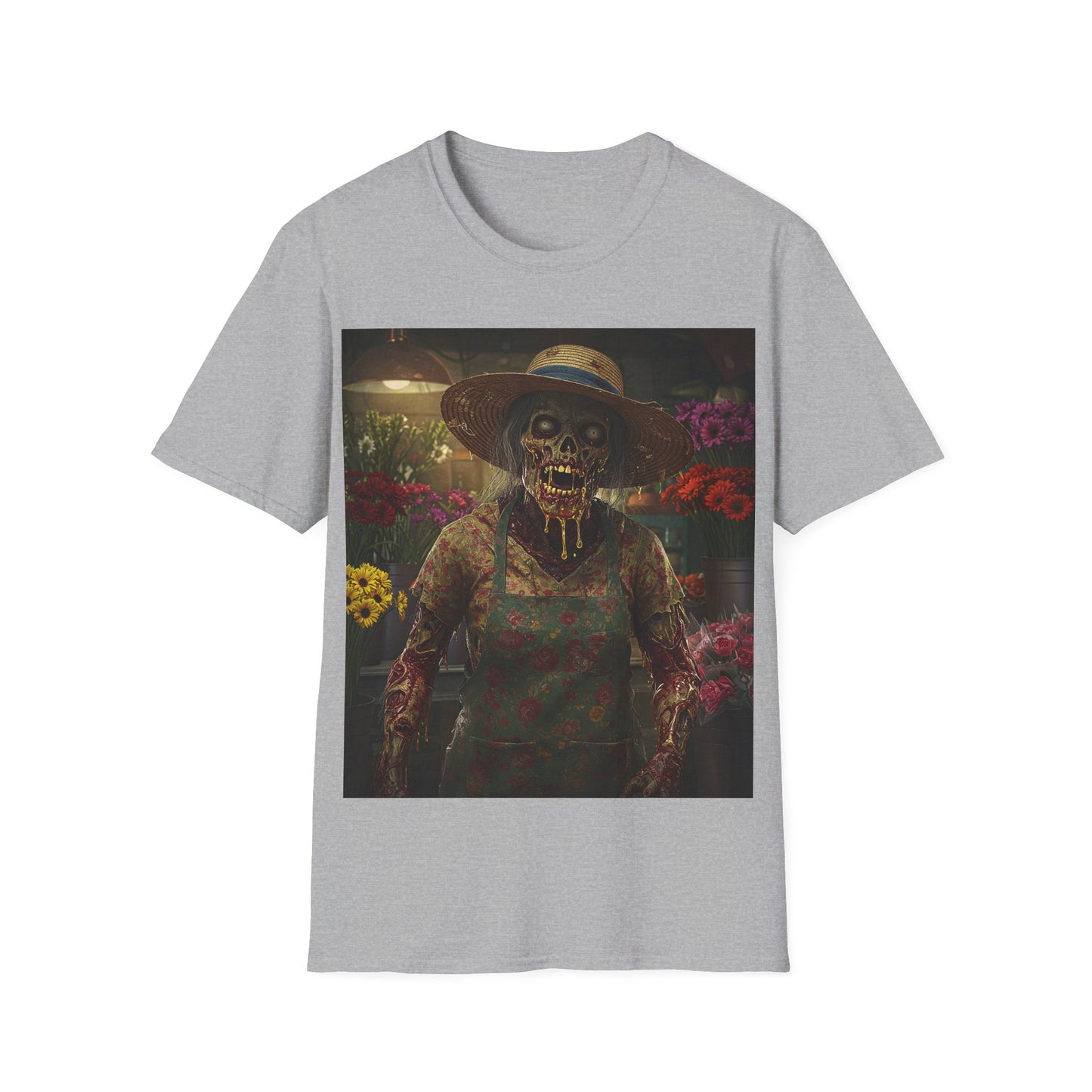 UK - Unisex Softstyle T-Shirt - Vintage Floral Skeleton Design for Halloween
