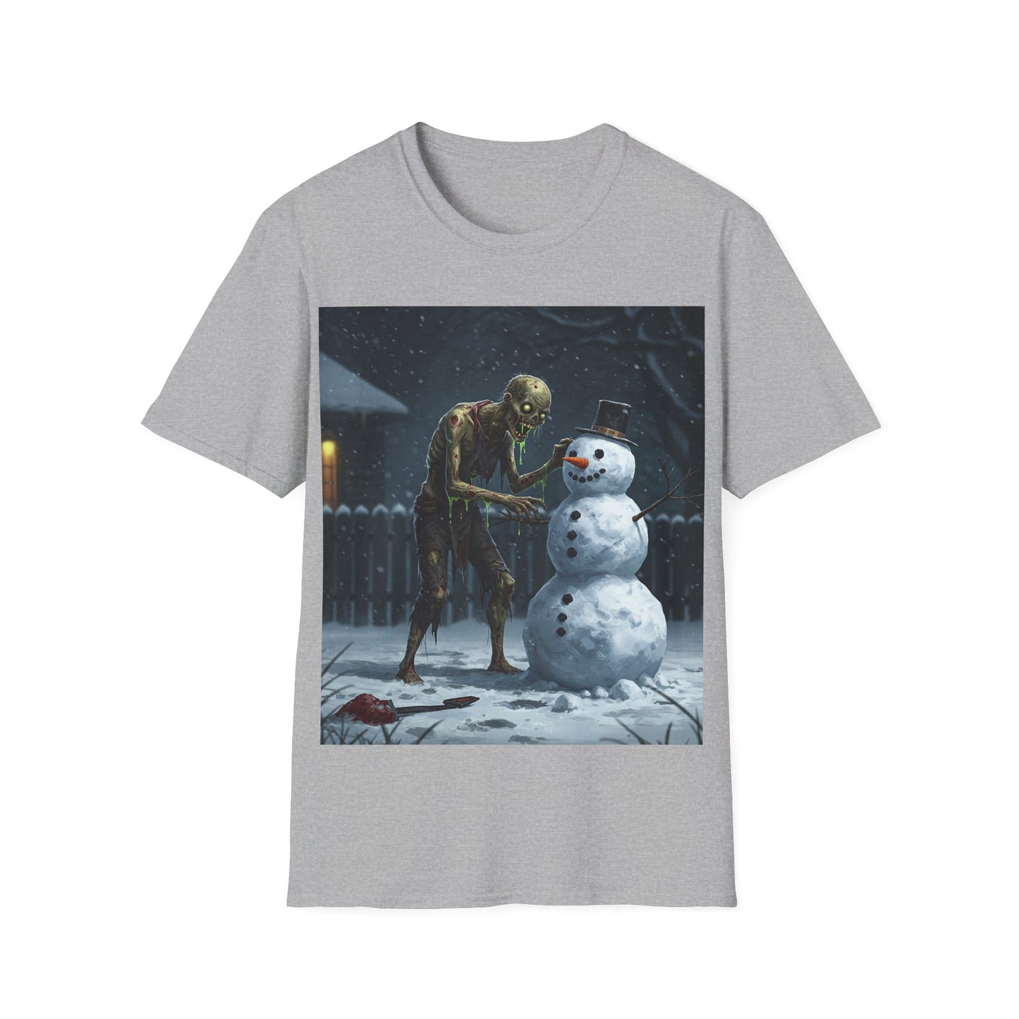 UK - Merry Horror Unisex Softstyle T-Shirt - Creepy Snowman Design