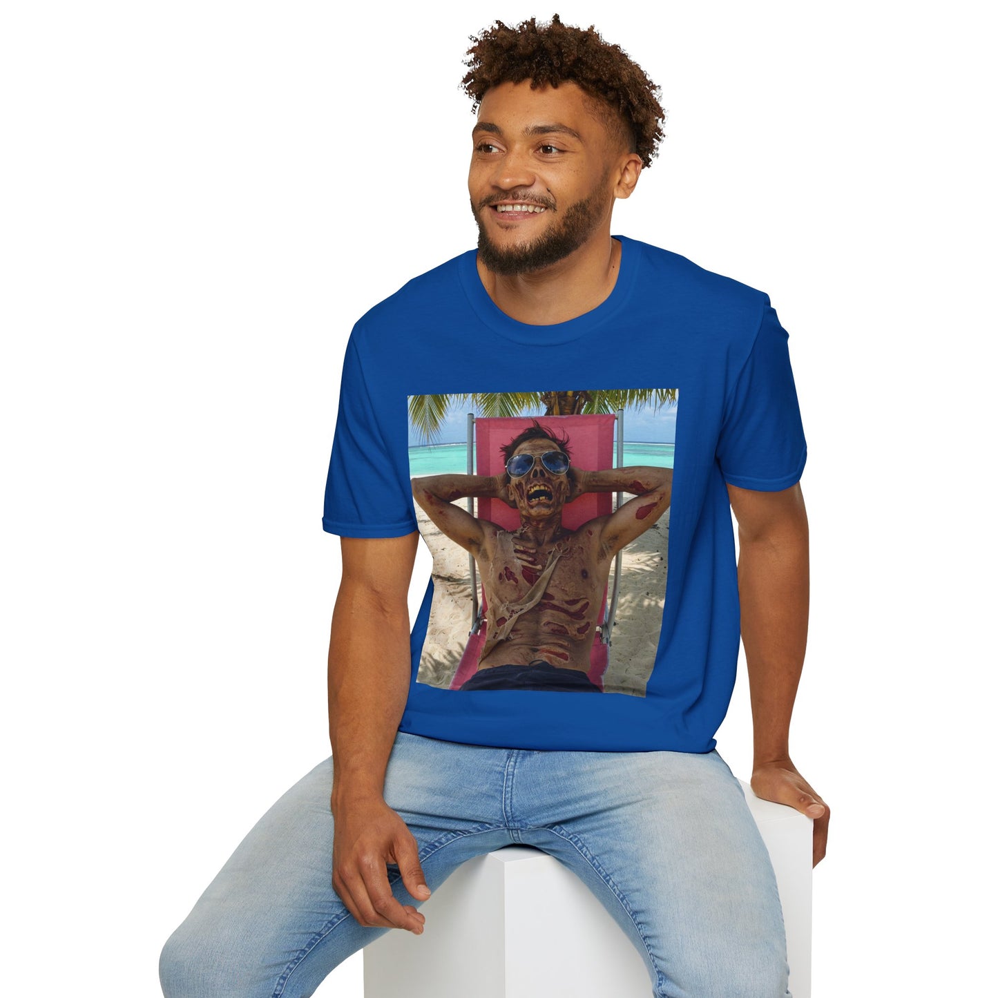 Chill Zombie Unisex Softstyle T-Shirt - Perfect for Beach Days & Halloween