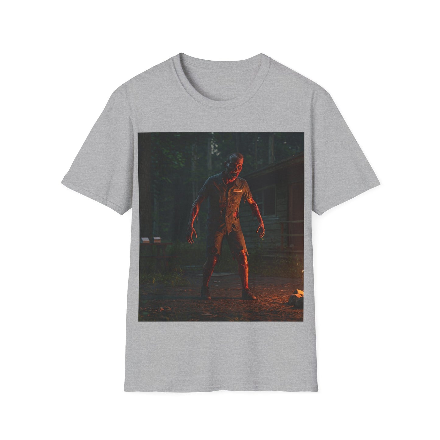 UK - Horror-Themed Unisex Softstyle T-Shirt - Creepy Zombie Design