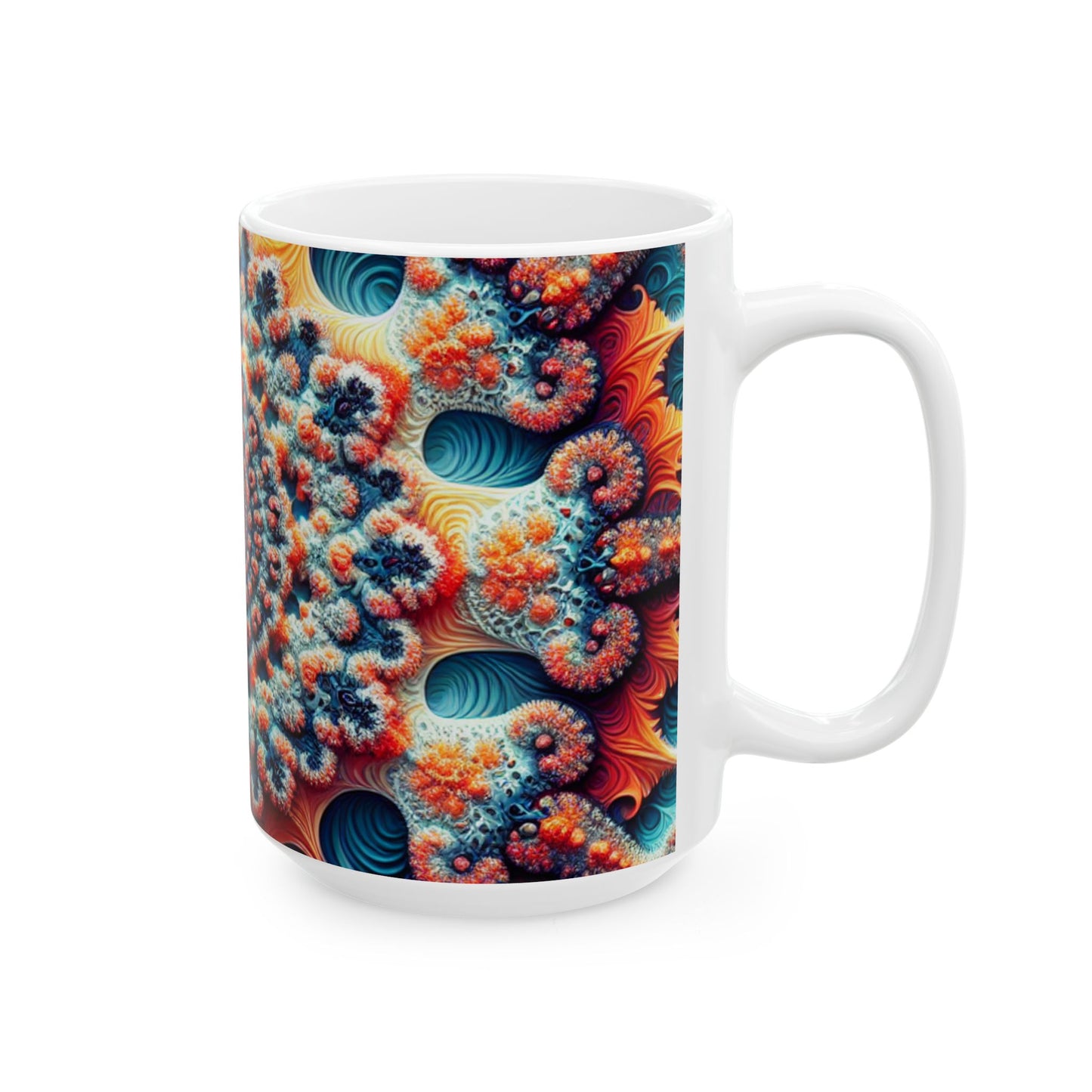 Vibrant Mandala Ceramic Mug - Colorful 11oz & 15oz Coffee Cup for Mandala Lovers