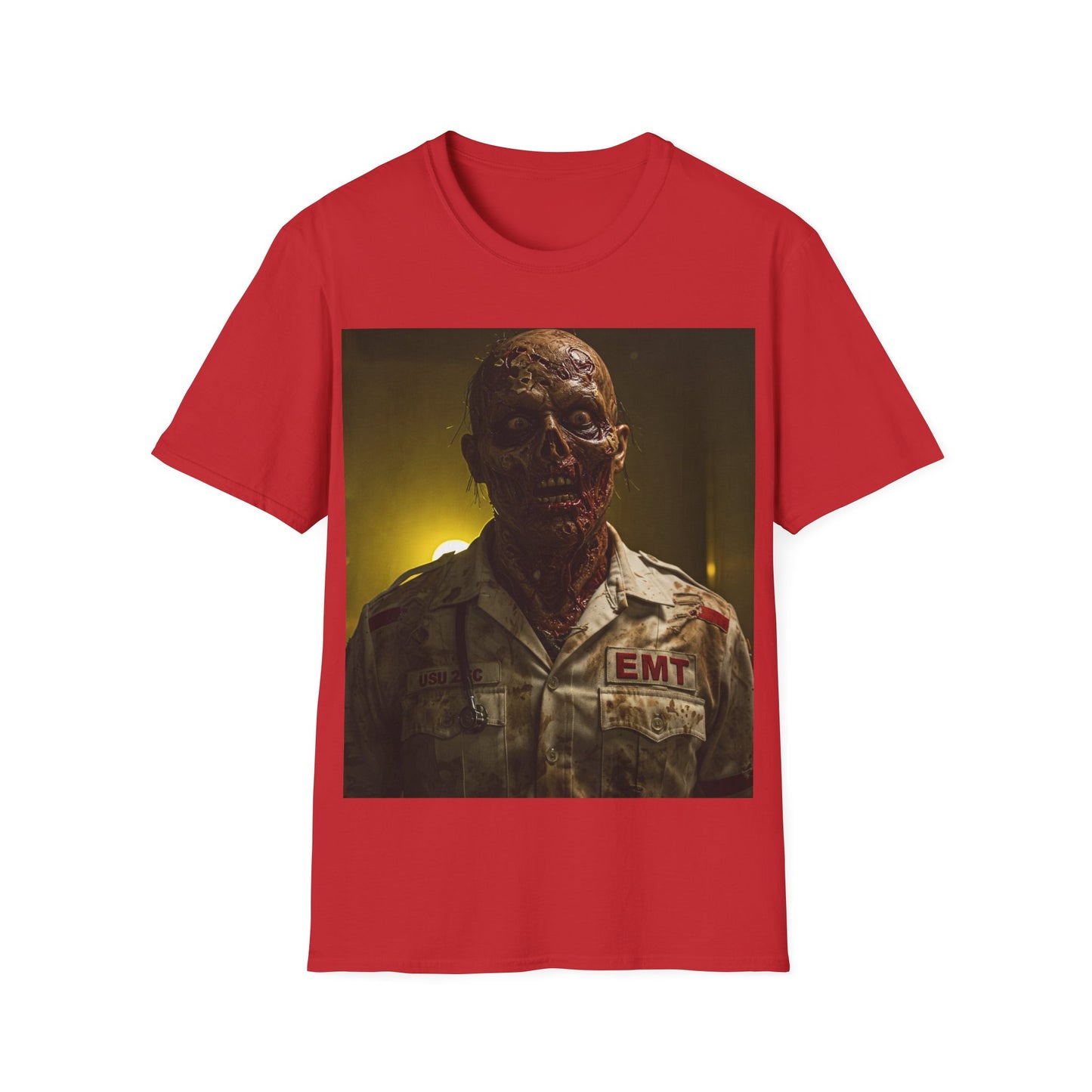 UK - Zombie EMT Unisex Softstyle T-Shirt - Horror Apparel for Halloween