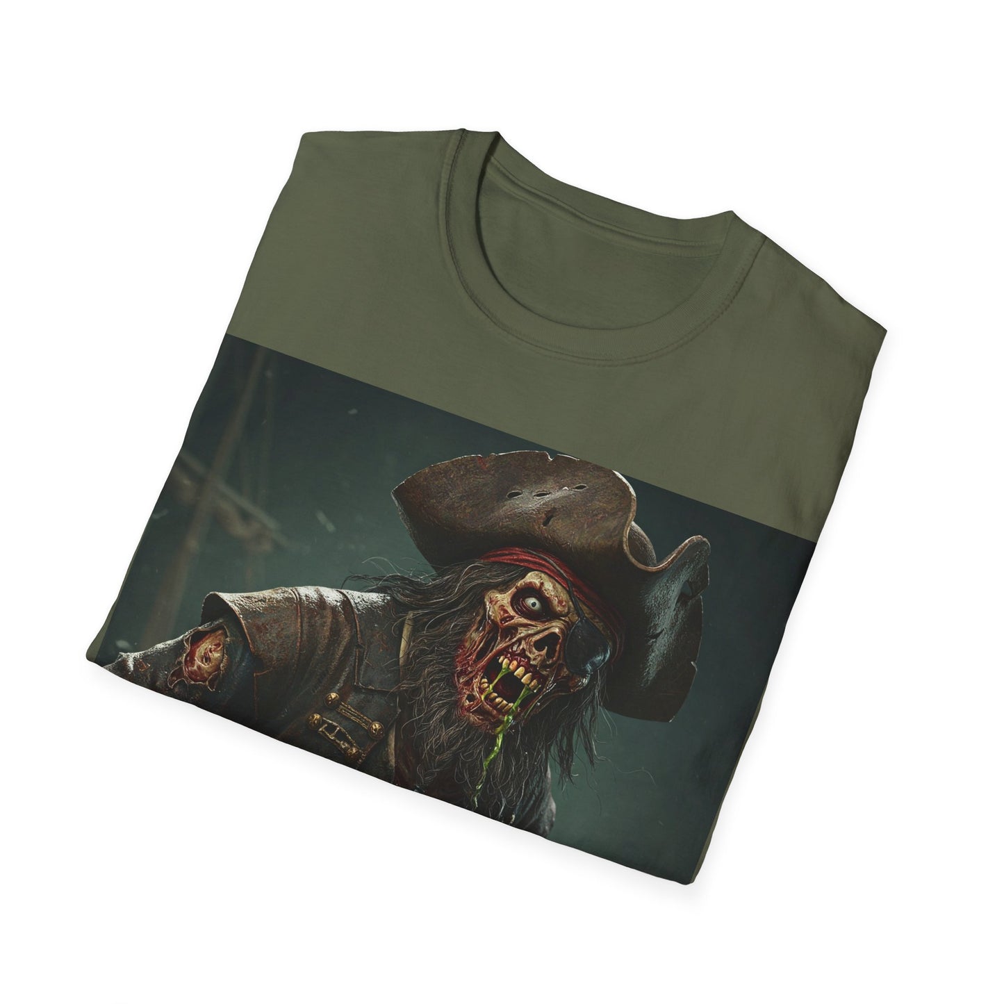 UK - Zombie Pirate Graphic Unisex T-Shirt - Perfect for Halloween and Casual Wear