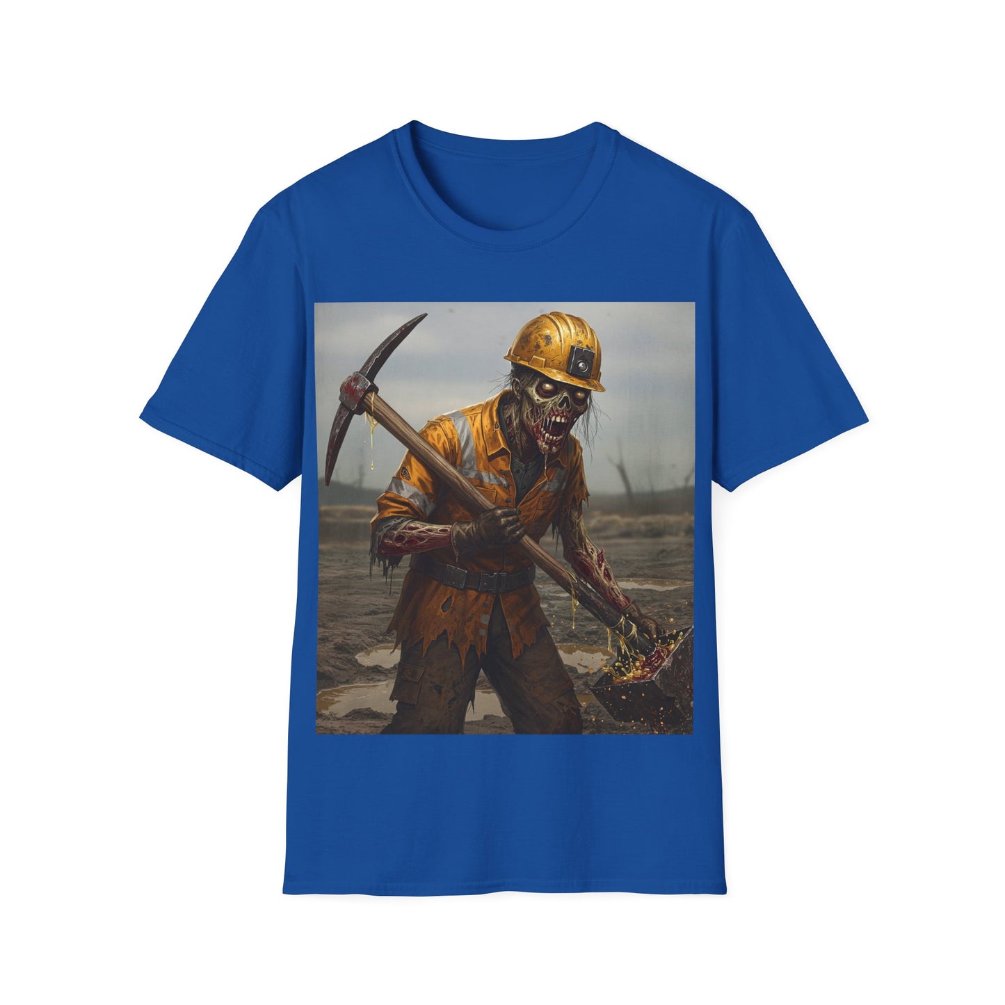 UK - Zombie Miner Unisex Softstyle T-Shirt | Spooky Graphic Tee for Horror Fans