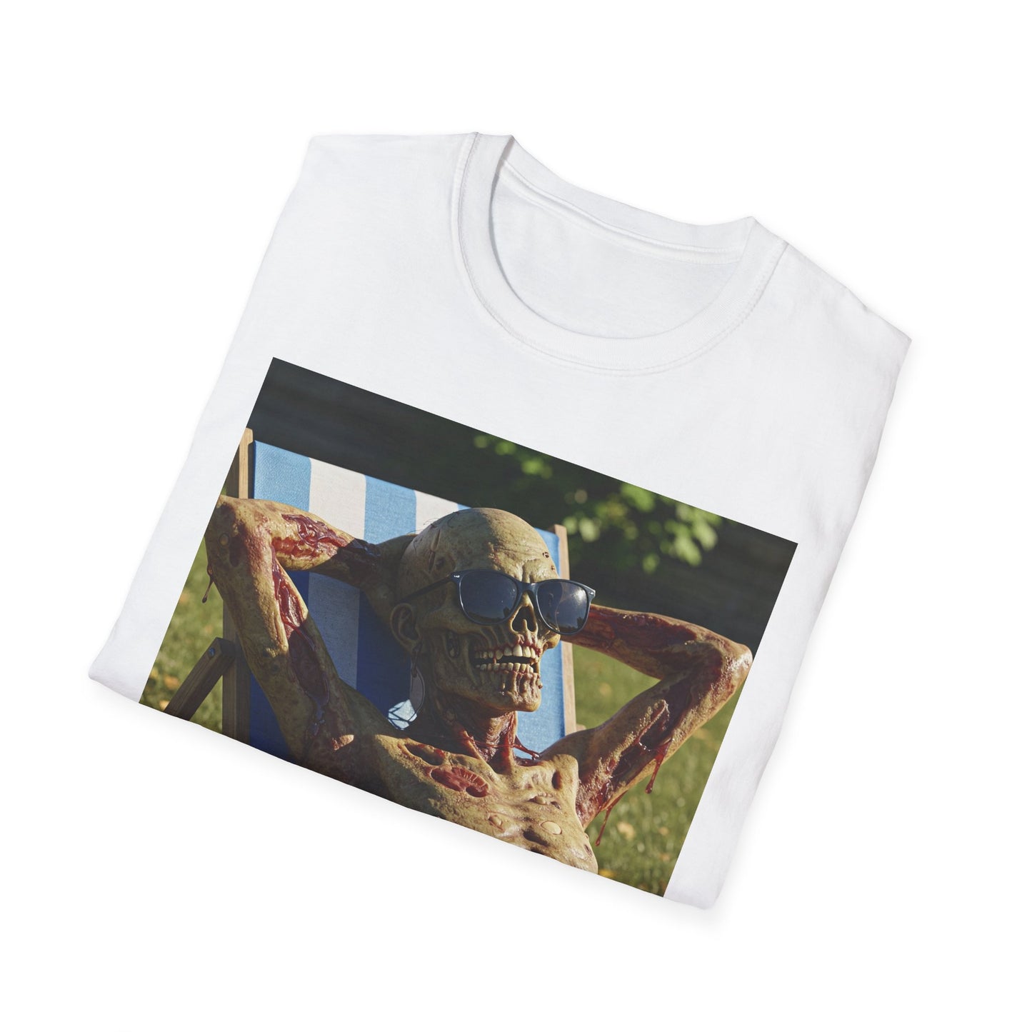 Chillin' Skeleton Unisex Softstyle T-Shirt - Casual Halloween Vibe
