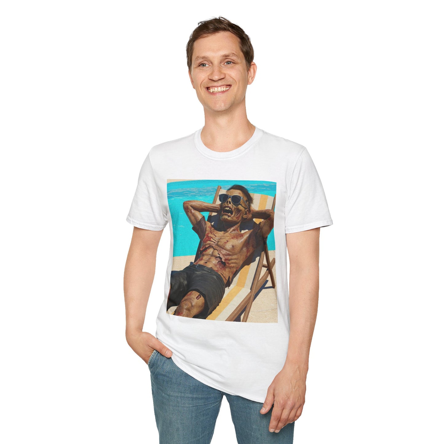 Zombie Relaxation Unisex Softstyle T-Shirt - Perfect for Halloween and Casual Outings