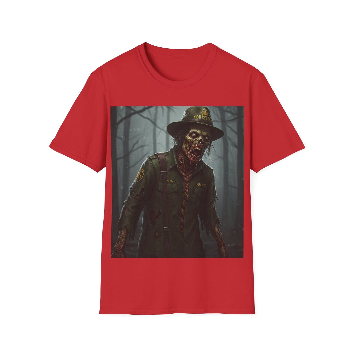 UK - Halloween Zombie Unisex Softstyle T-Shirt - Spooky Scarecrow Design