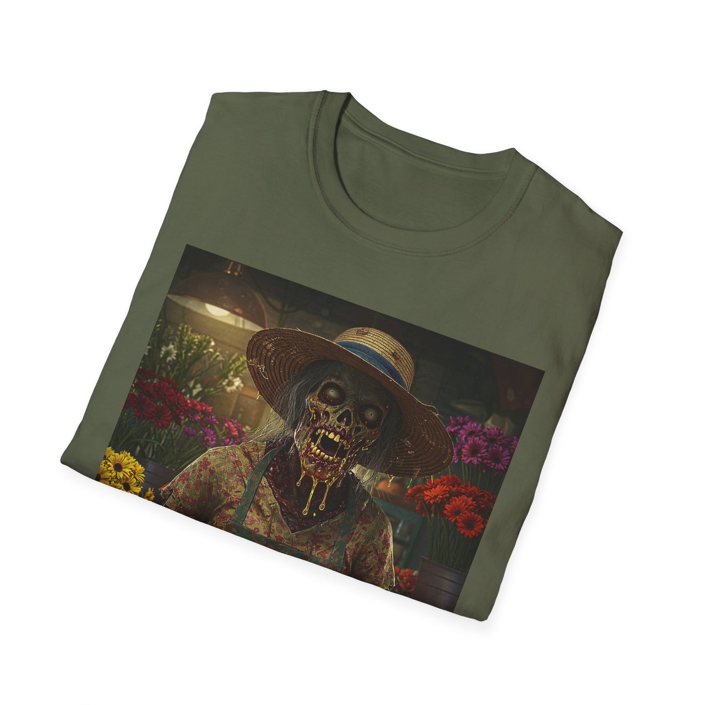 Unisex Softstyle T-Shirt - Vintage Floral Skeleton Design for Halloween