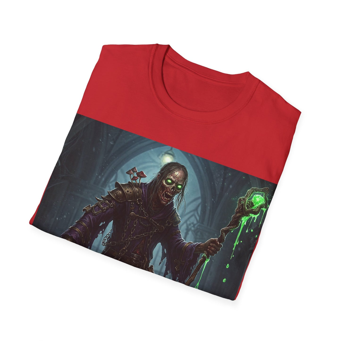 UK - Spooky Sorcerer Apocalyptic Portrait Tee, bold, decaying zombie graphic