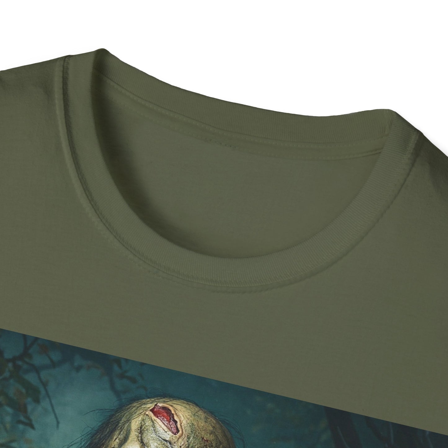 UK - Spooky Cat and Zombie Unisex Softstyle T-Shirt for Halloween