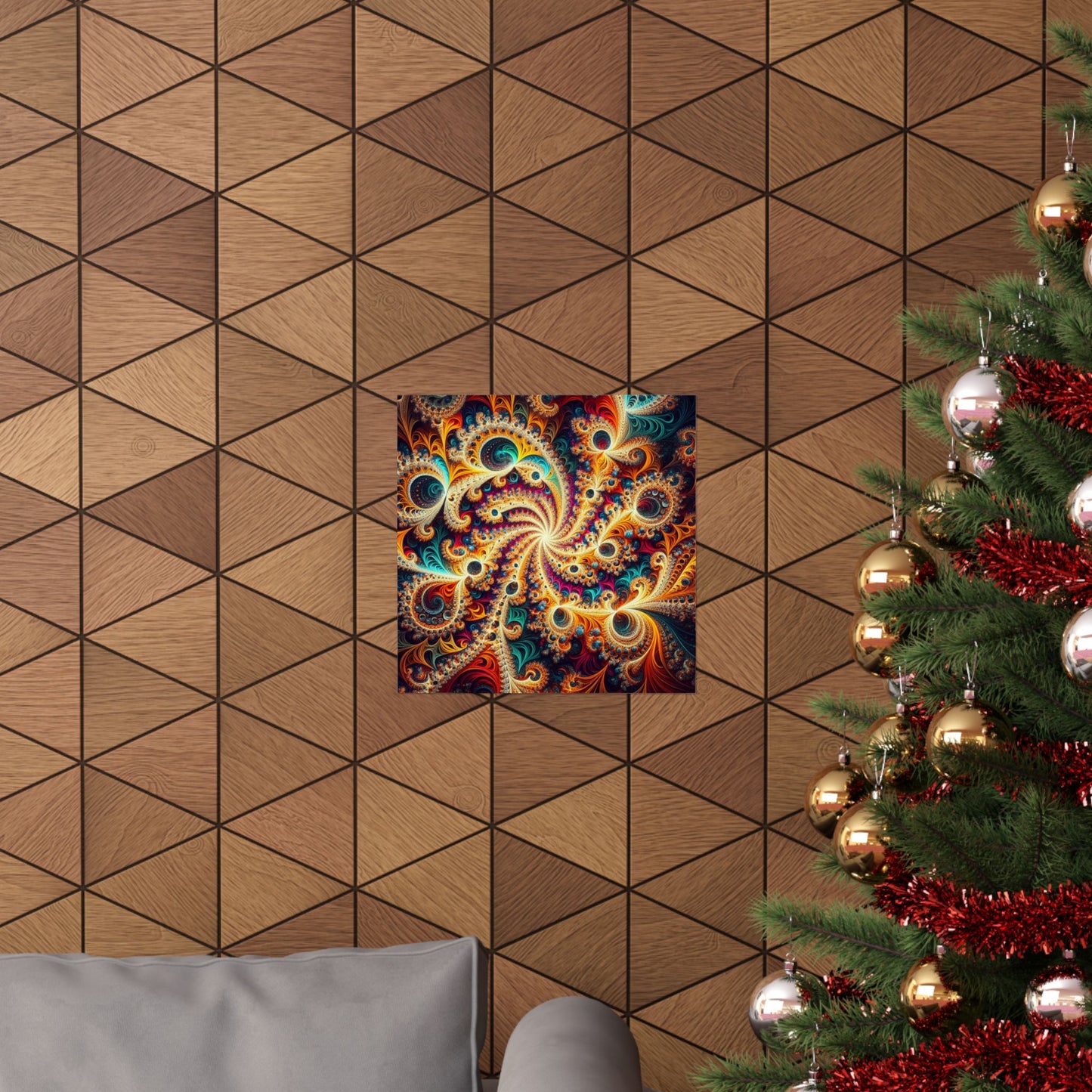 Vibrant Fractal Art Poster - Eye-Catching Matte Vertical Design for Modern Interiors