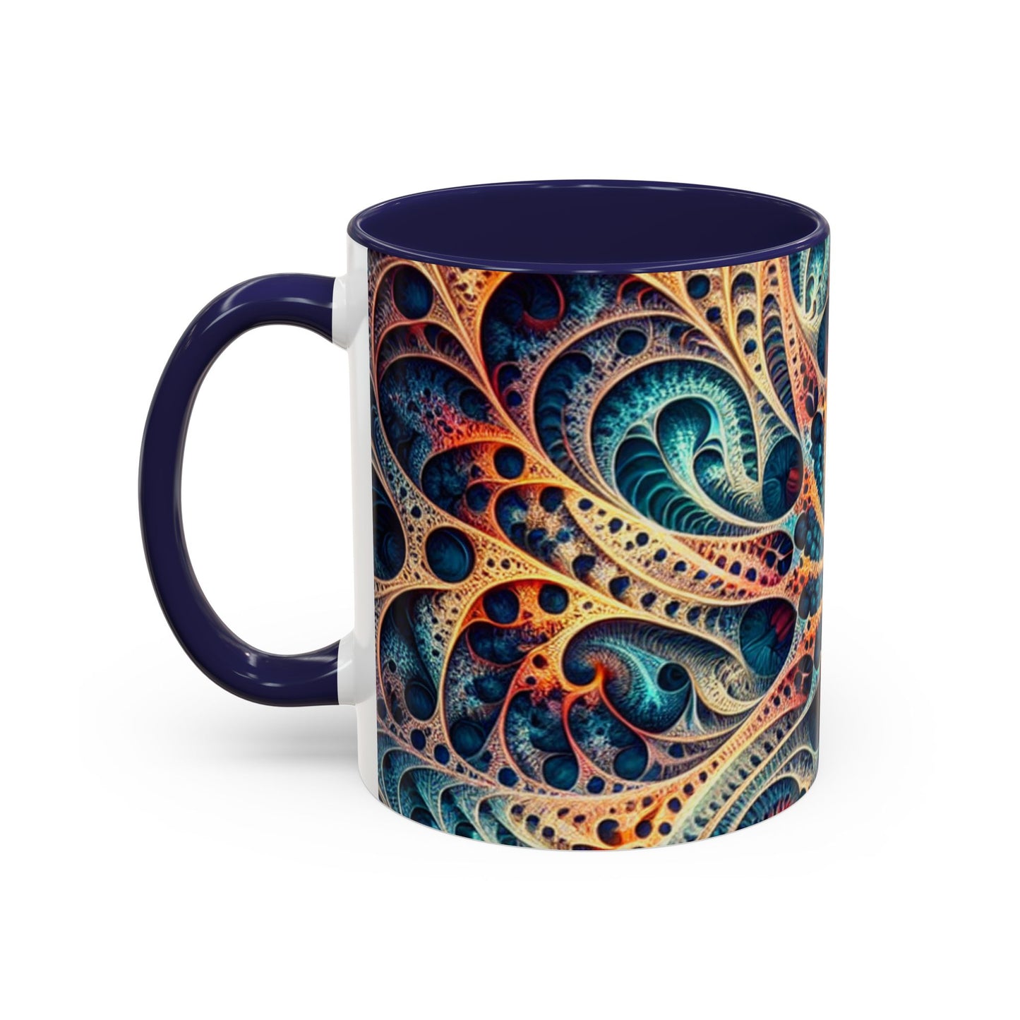 Colorful Swirl Accent Coffee Mug - 11oz & 15oz Ceramic Cup for Coffee Lovers