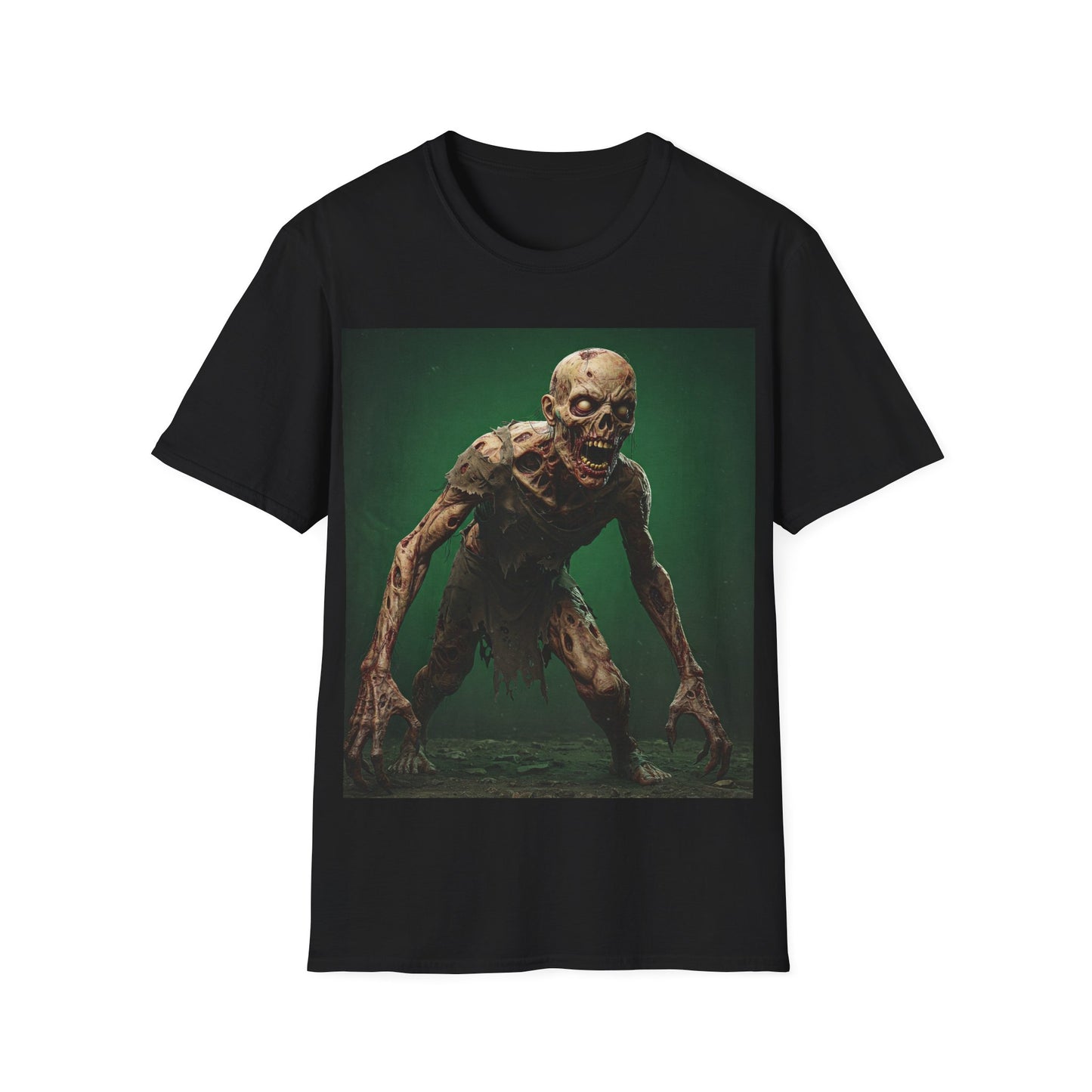 UK - Zombie Graphic Unisex Softstyle T-Shirt - Perfect for Halloween and Horror Fans