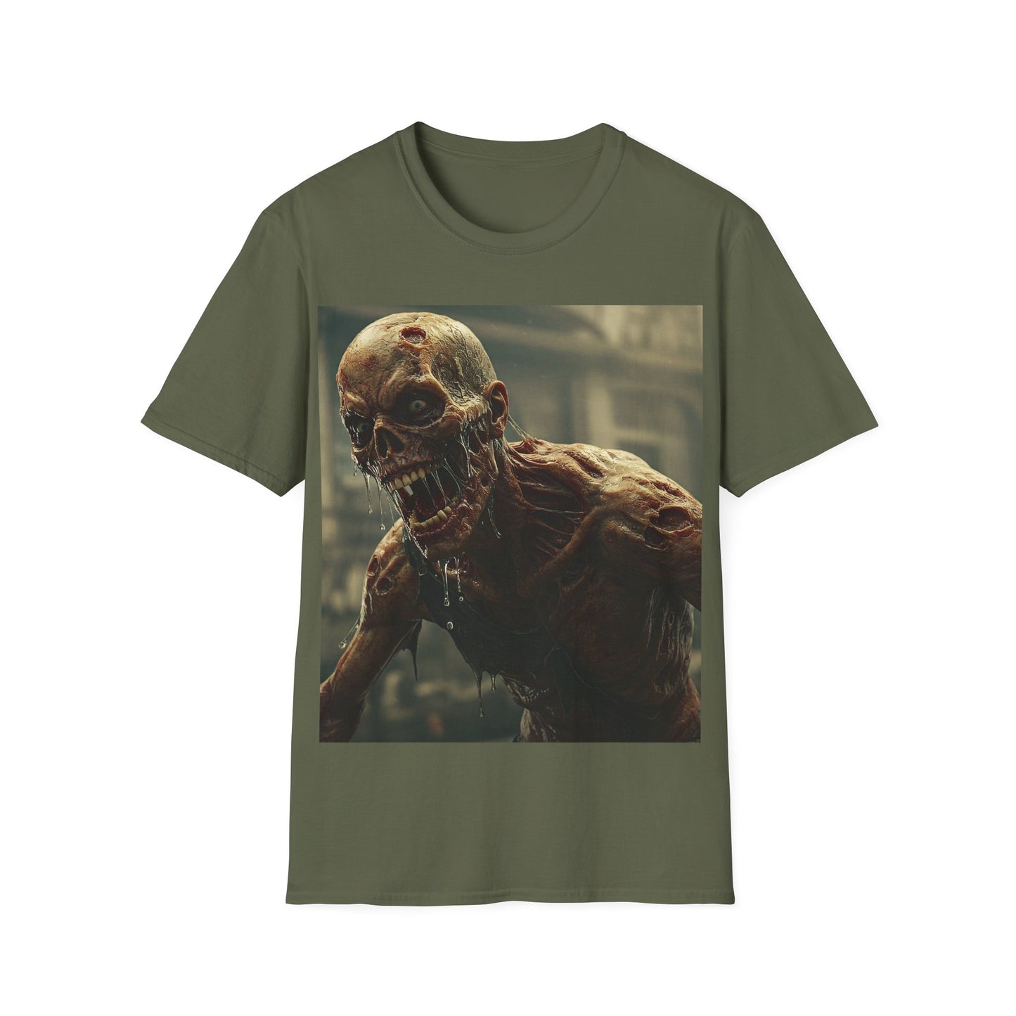 UK - Unisex Softstyle Zombie Graphic T-Shirt - Spooky Halloween Tee