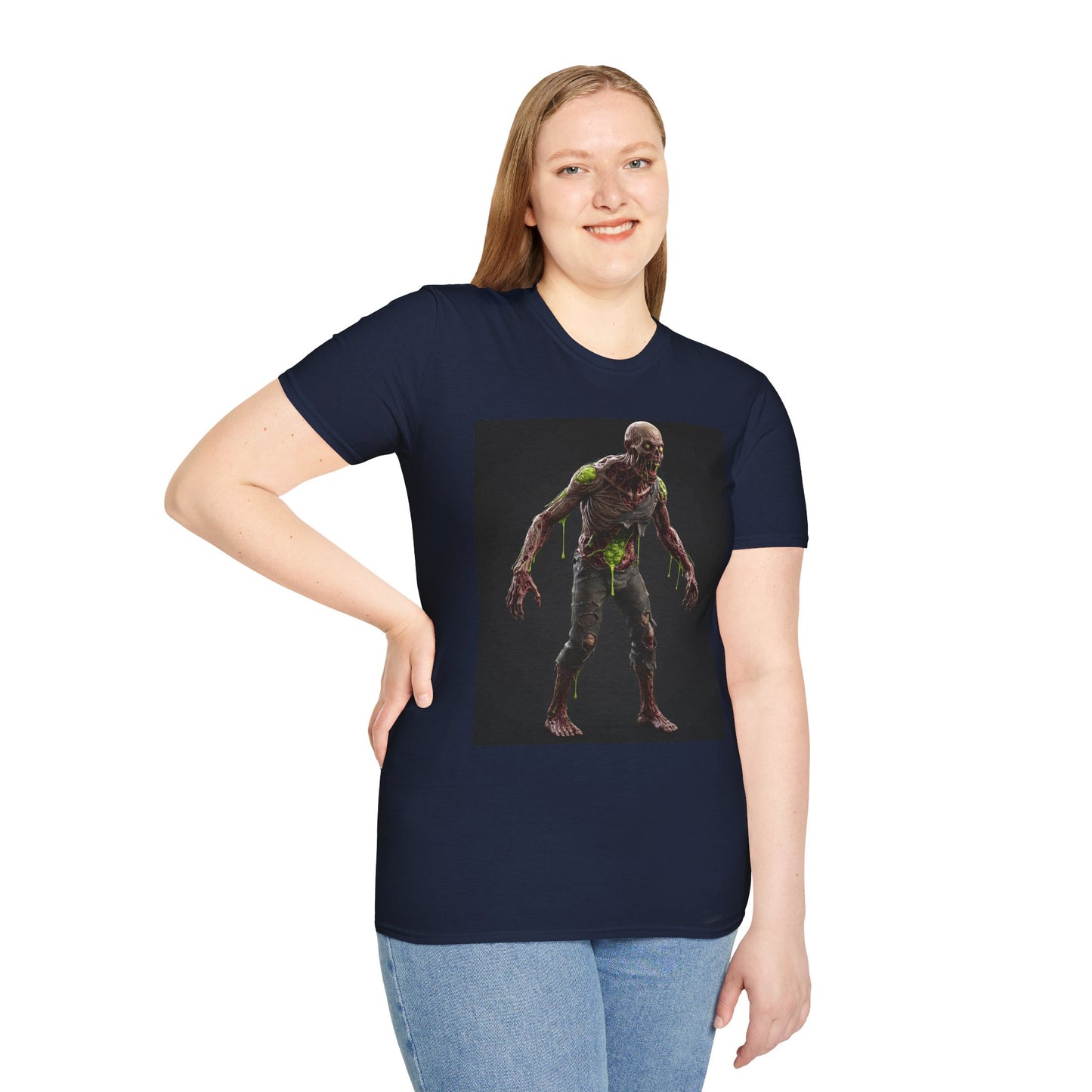 Zombie Graphic Unisex Softstyle T-Shirt - Perfect for Halloween and Horror Fans