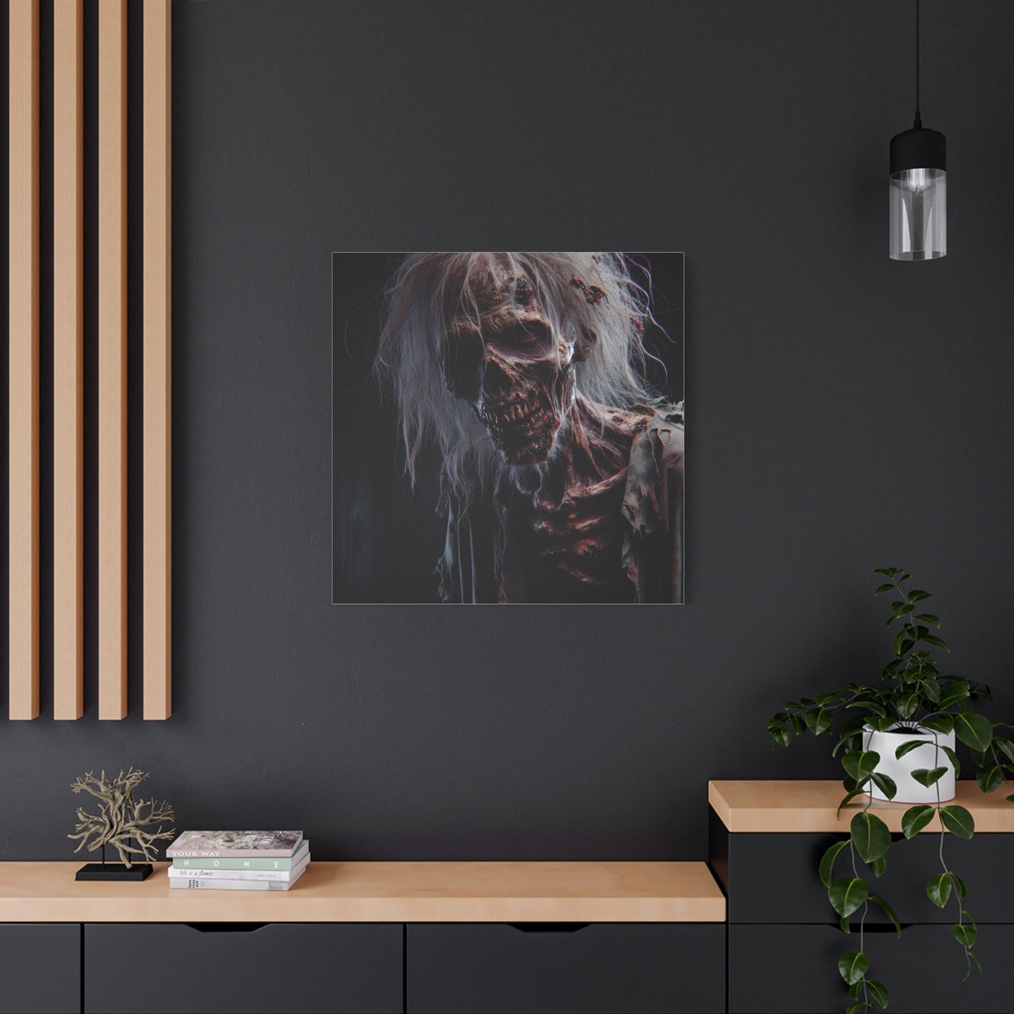 Creepy Zombie Wall Art Canvas - 12" Horror Decor