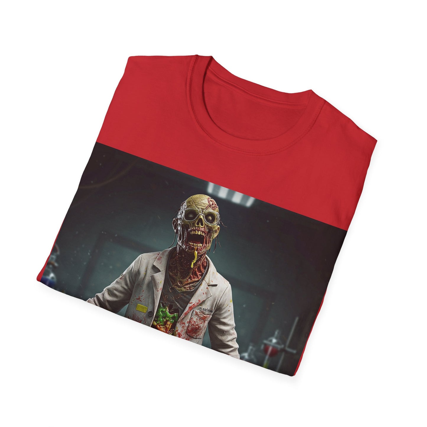 UK - Zombie Scientist Unisex Softstyle T-Shirt - Perfect for Halloween and Horror Fans