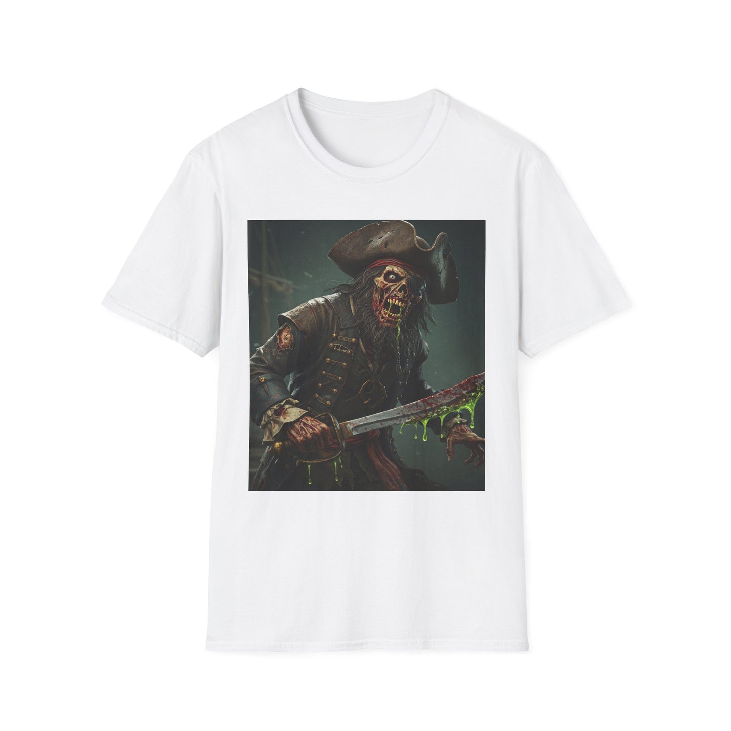 Zombie Pirate Graphic Unisex T-Shirt - Perfect for Halloween and Casual Wear
