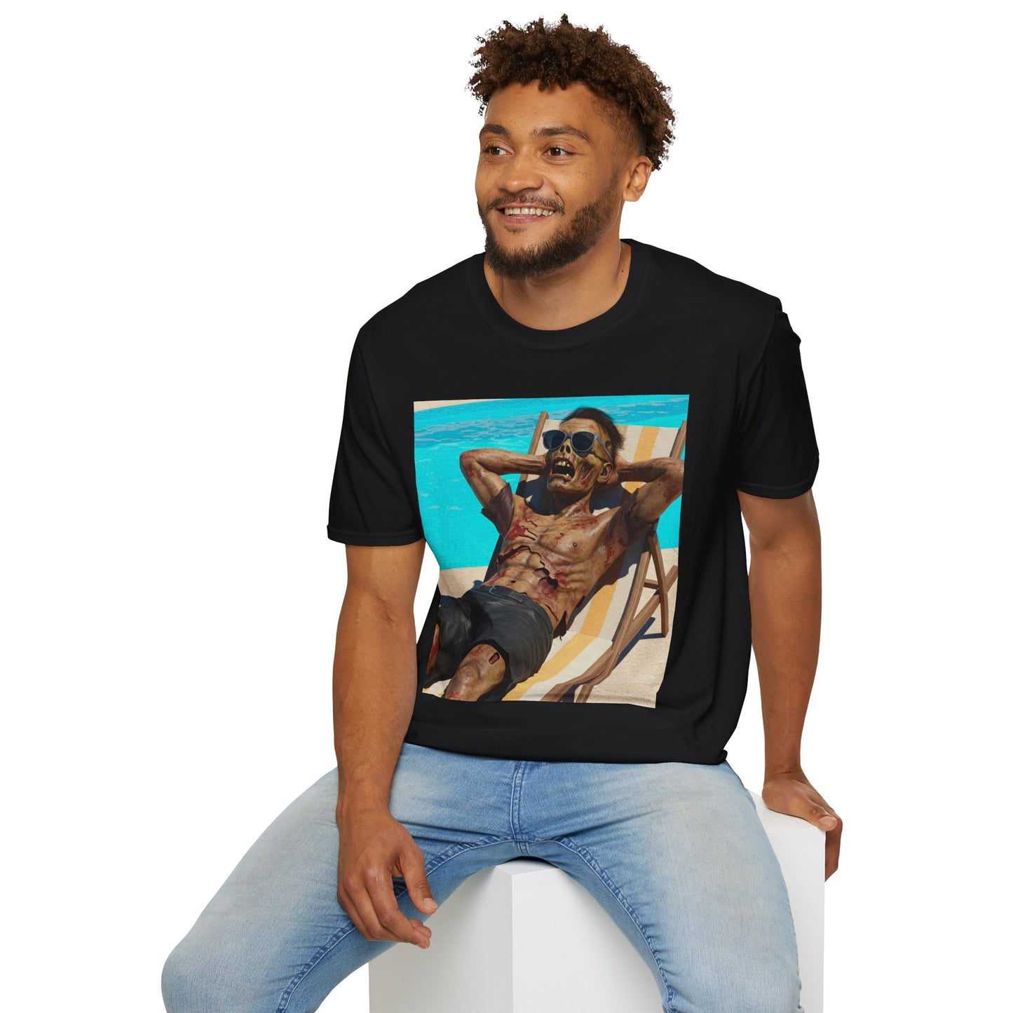 Zombie Relaxation Unisex Softstyle T-Shirt - Perfect for Halloween and Casual Outings