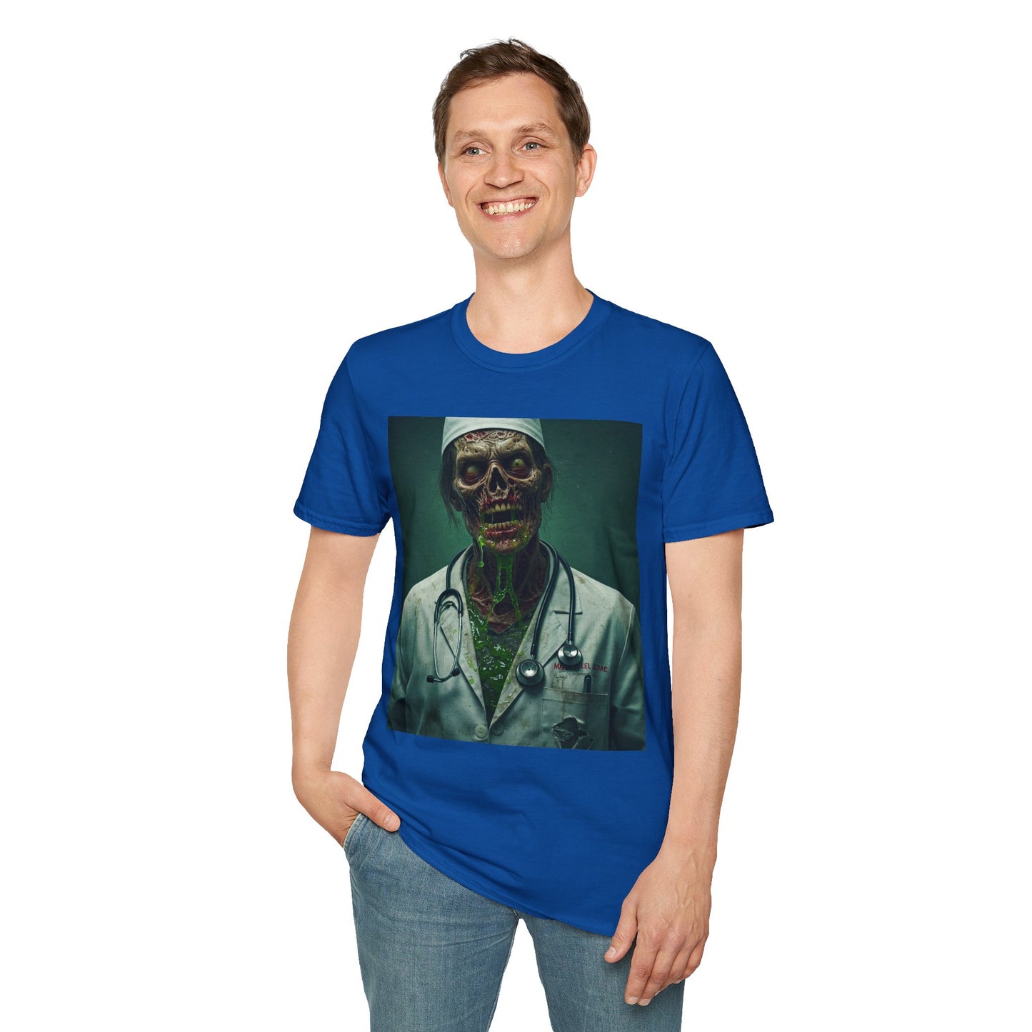 Zombie Doctor Unisex Softstyle T-Shirt - Perfect for Halloween and Horror Fans
