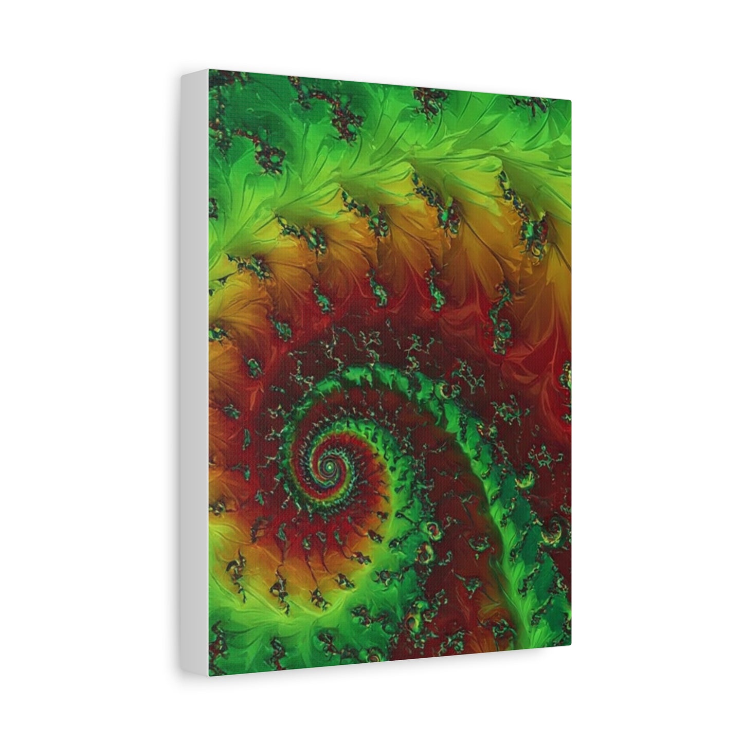 Vibrant Fractal Art Canvas - Green and Red Abstract Wall Decor