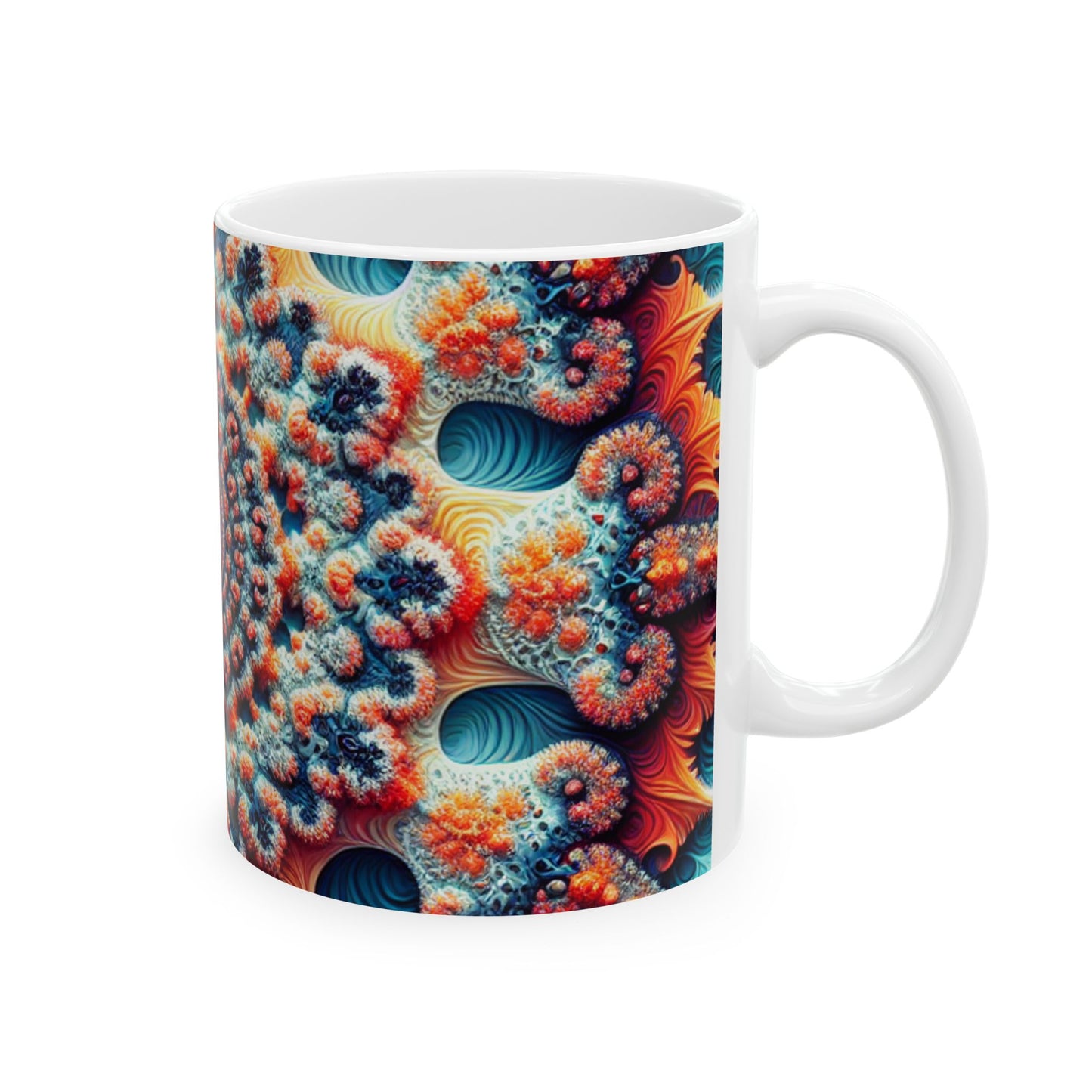 Vibrant Mandala Ceramic Mug - Colorful 11oz & 15oz Coffee Cup for Mandala Lovers