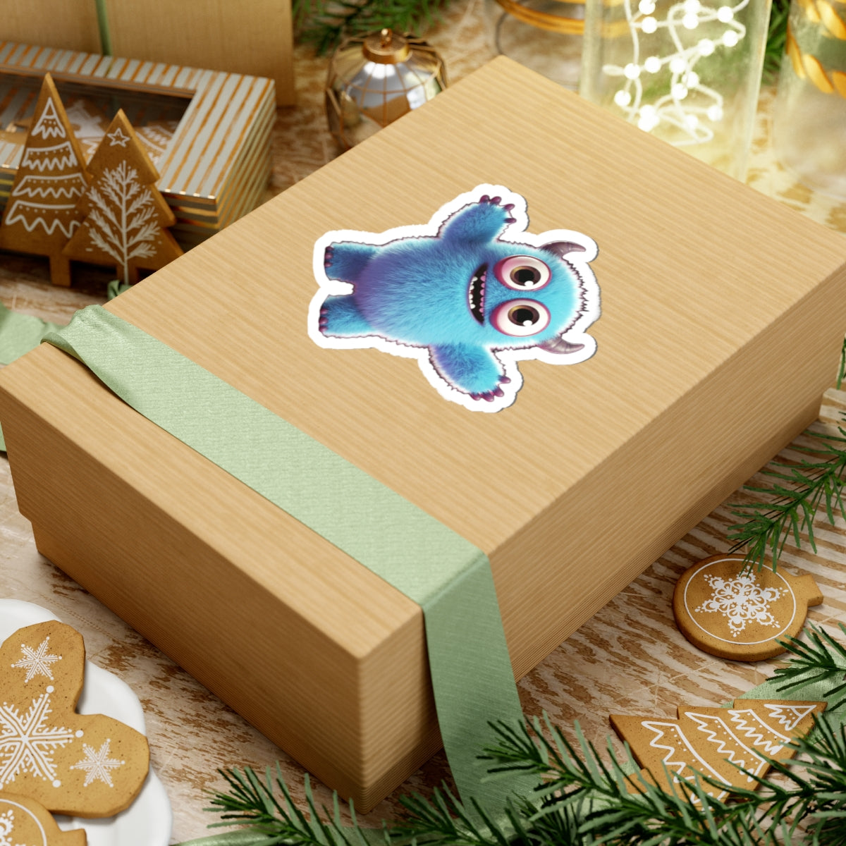 Cute Blue Monster Kiss-Cut Stickers for Kids & Decor