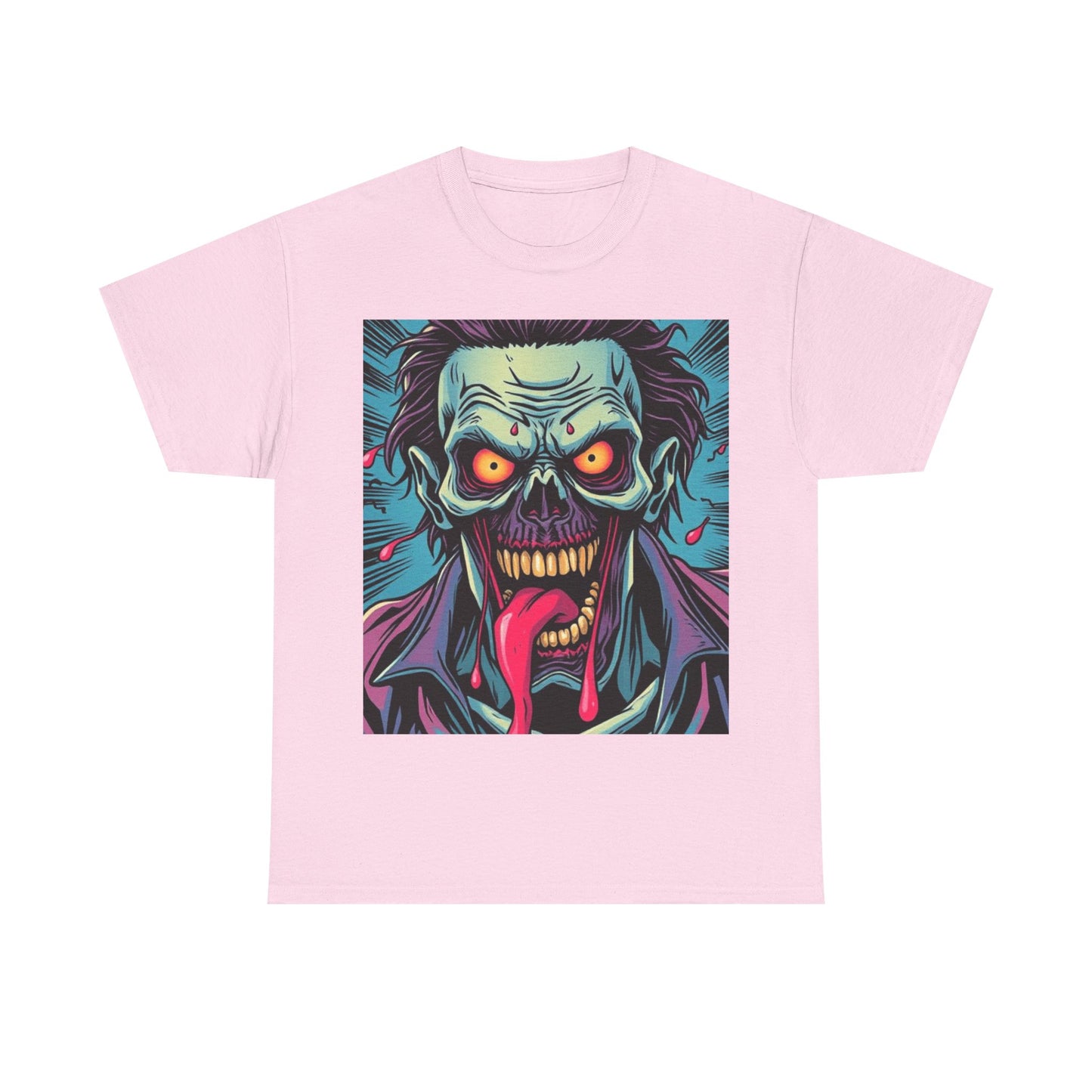 UK - Unisex Heavy Cotton Tee - Vibrant Zombie Graphic Tee