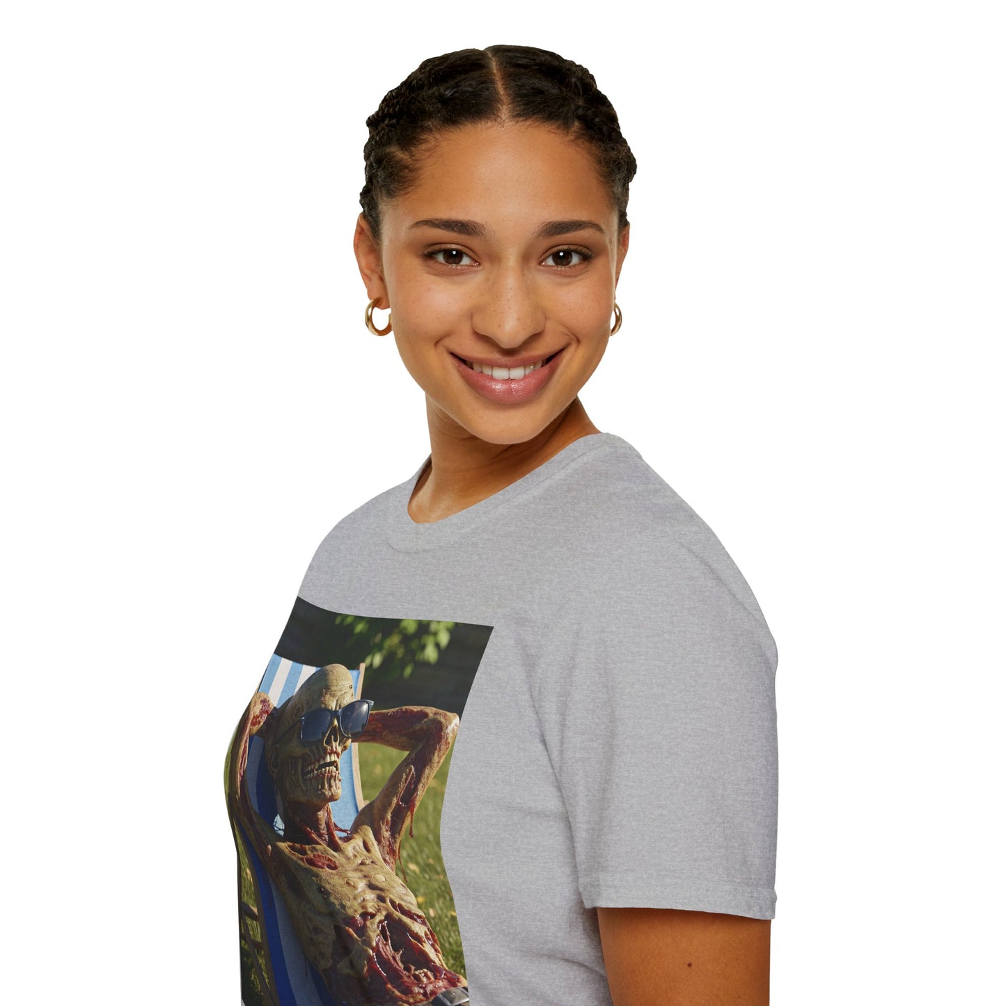 Chillin' Skeleton Unisex Softstyle T-Shirt - Casual Halloween Vibe
