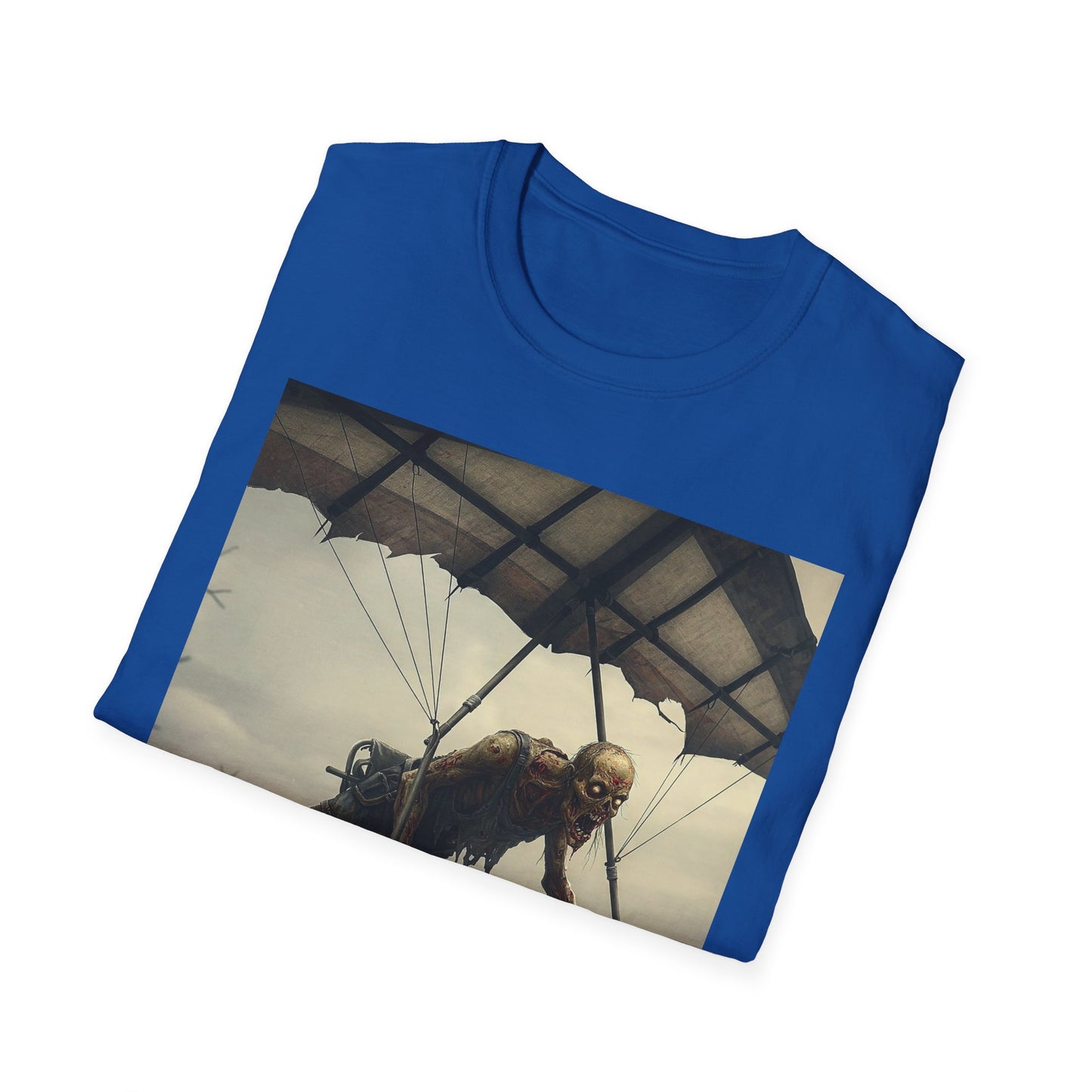 Zombie Parachute Unisex Softstyle T-Shirt - Perfect for Halloween and Horror Fans