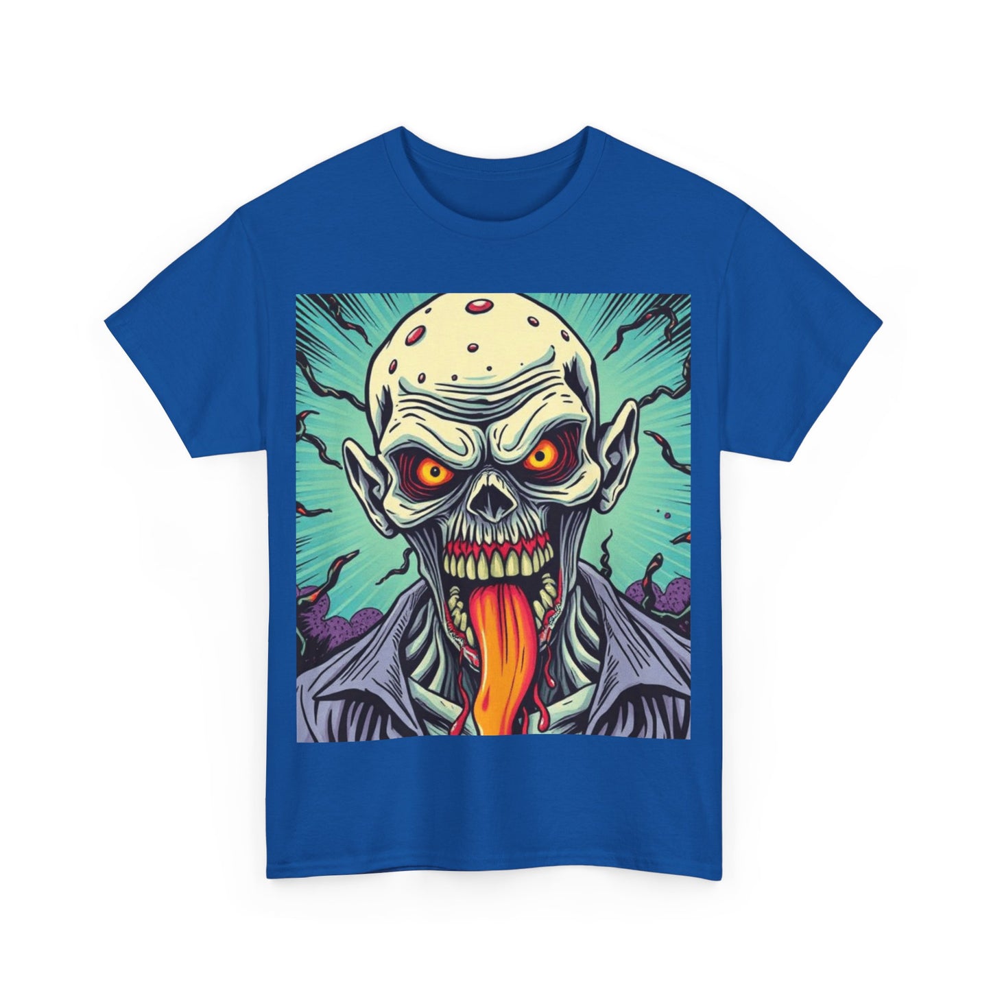 UK - Spooky Graphic Unisex Heavy Cotton Tee - Halloween Evil Zombie Design