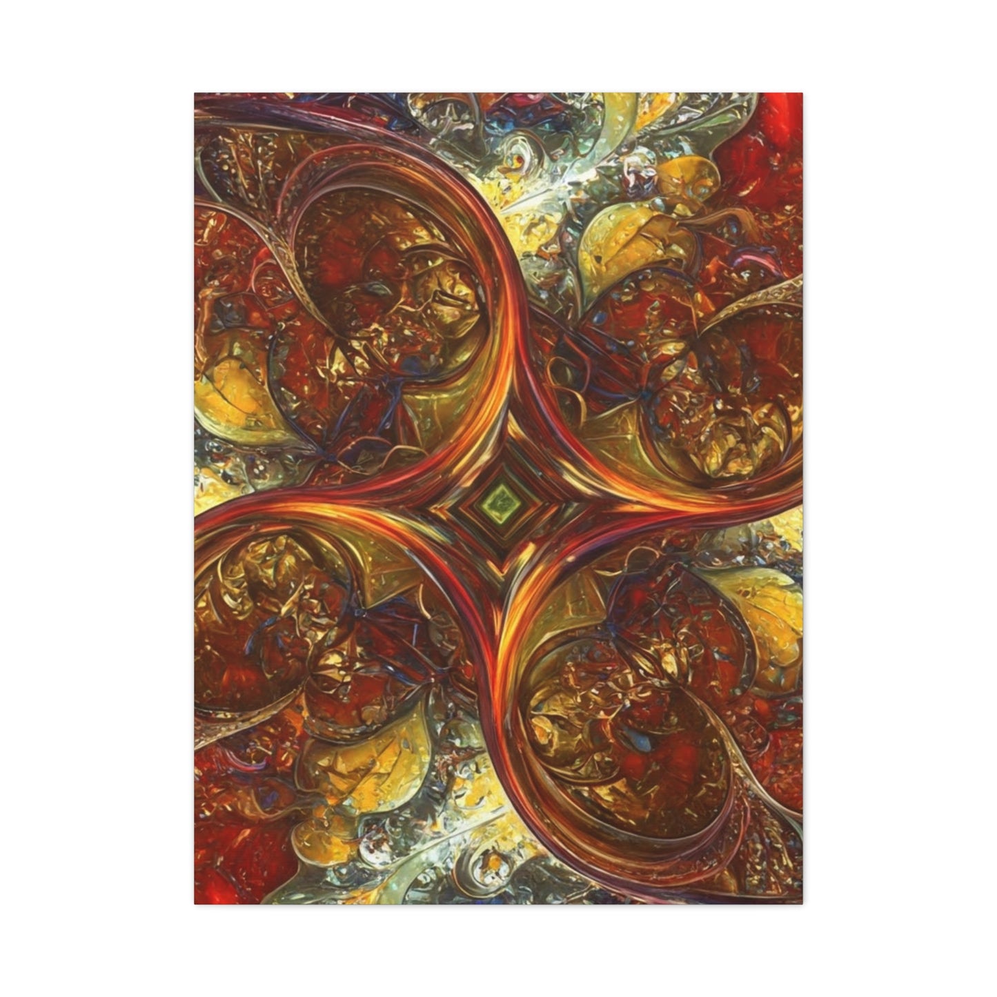Abstract Art Matte Canvas Wall Decor - Vibrant Fractal Design, Colorful Home Accent