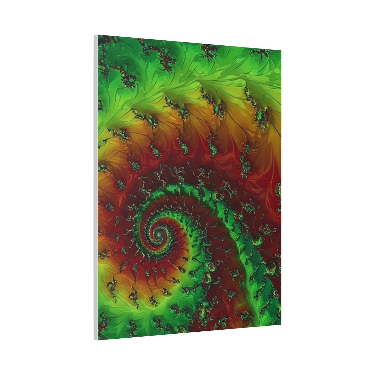 Vibrant Fractal Art Canvas - Green and Red Abstract Wall Decor