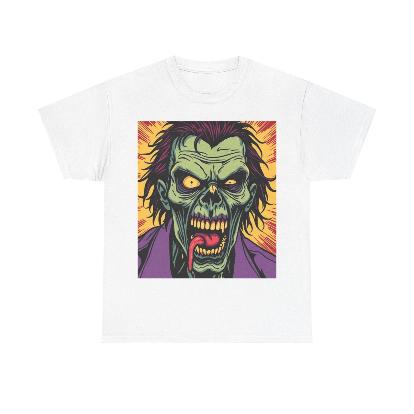 UK - Horror-Themed Unisex Heavy Cotton Tee - Zombie Graphic T-Shirt for Halloween & Casual Wear