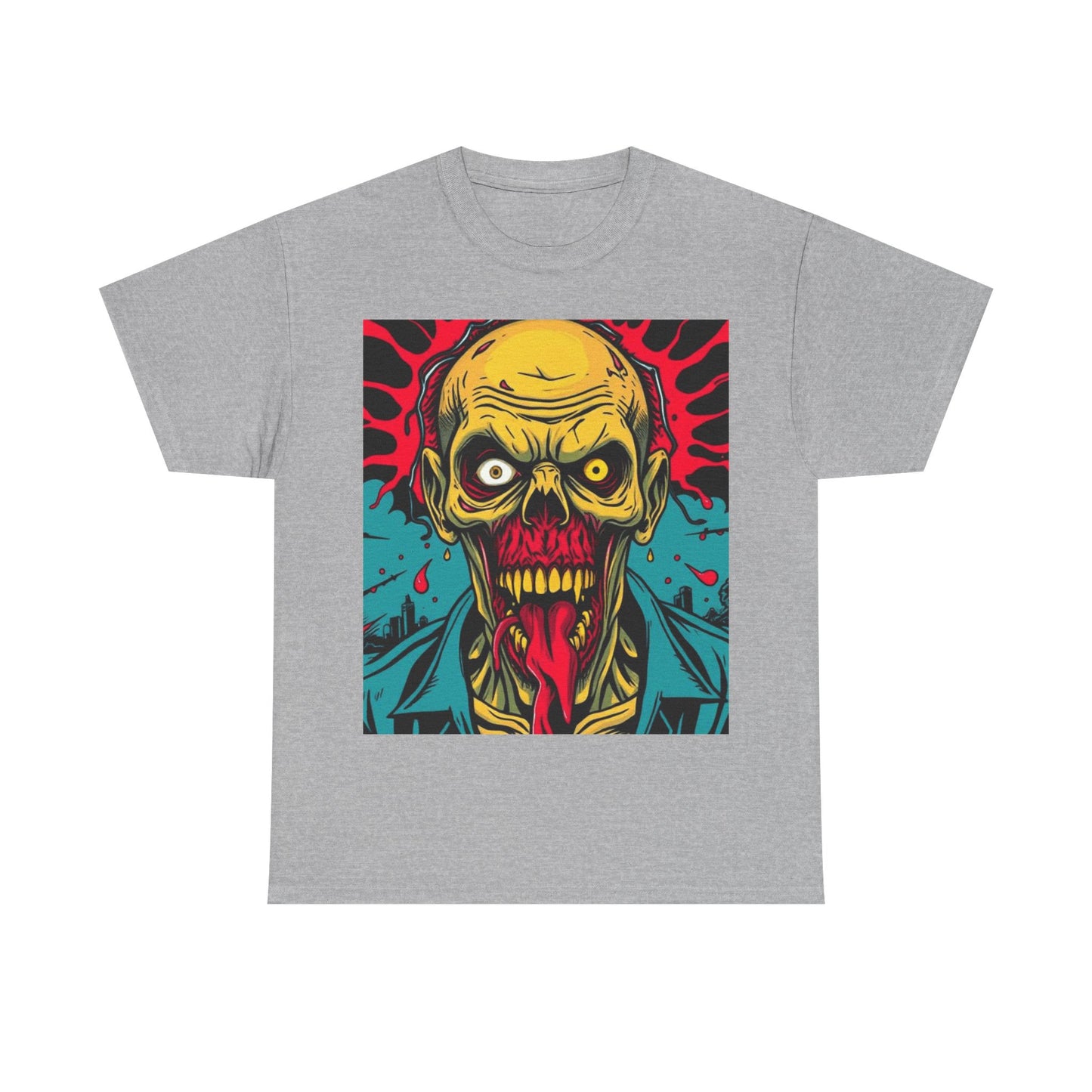 UK - Zombie Art Unisex Heavy Cotton Tee - Perfect for Halloween and Horror Fans