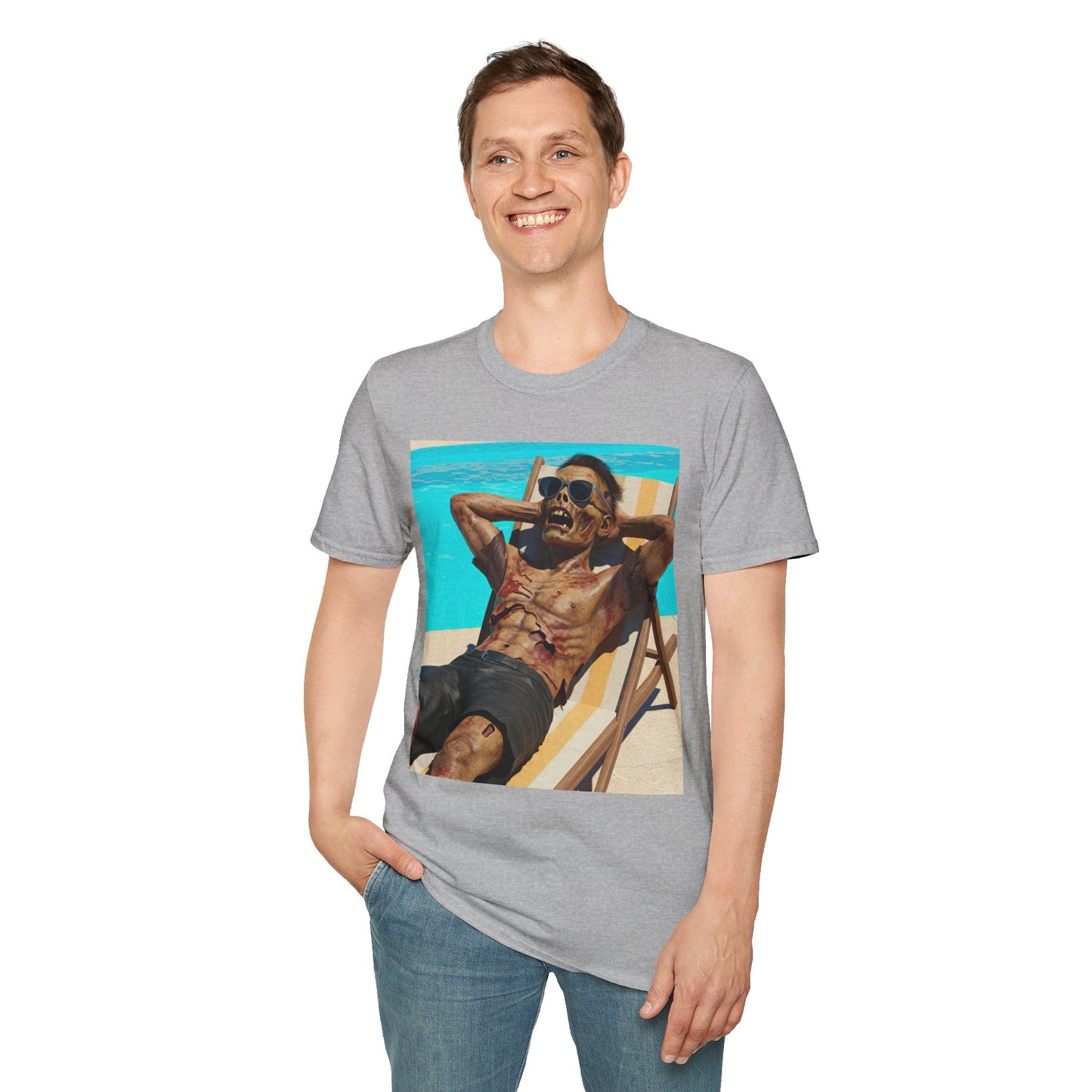 Zombie Relaxation Unisex Softstyle T-Shirt - Perfect for Halloween and Casual Outings