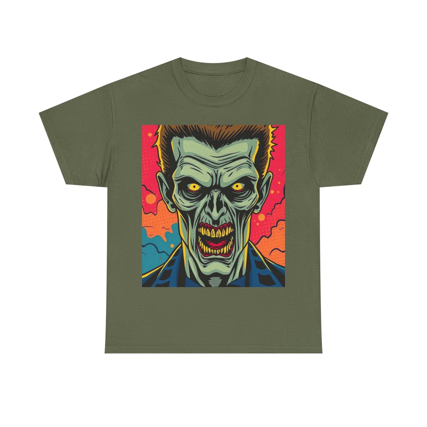 UK - Unisex Heavy Cotton Tee - Retro Horror Zombie Artwork t-shirt