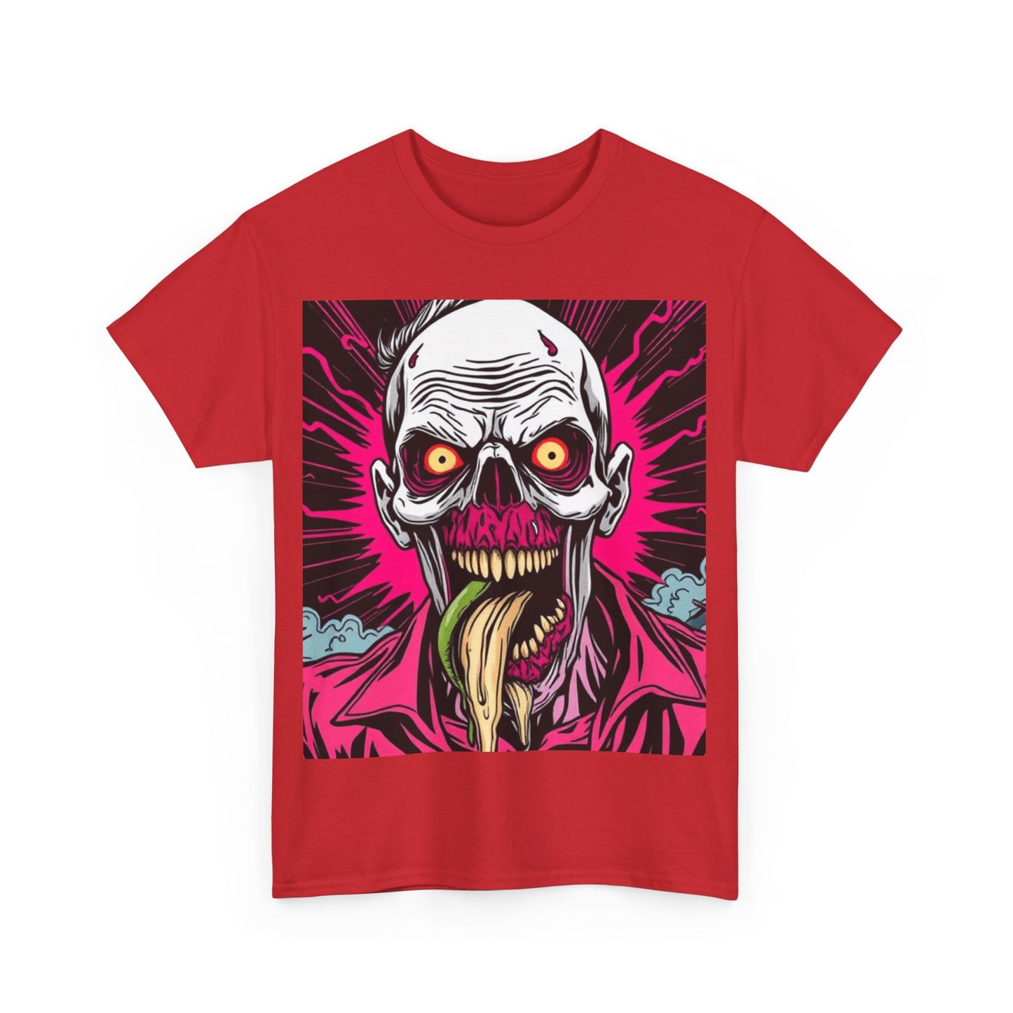 UK - Unisex Heavy Cotton Tee - Spooky Skull Art Graphic Tee
