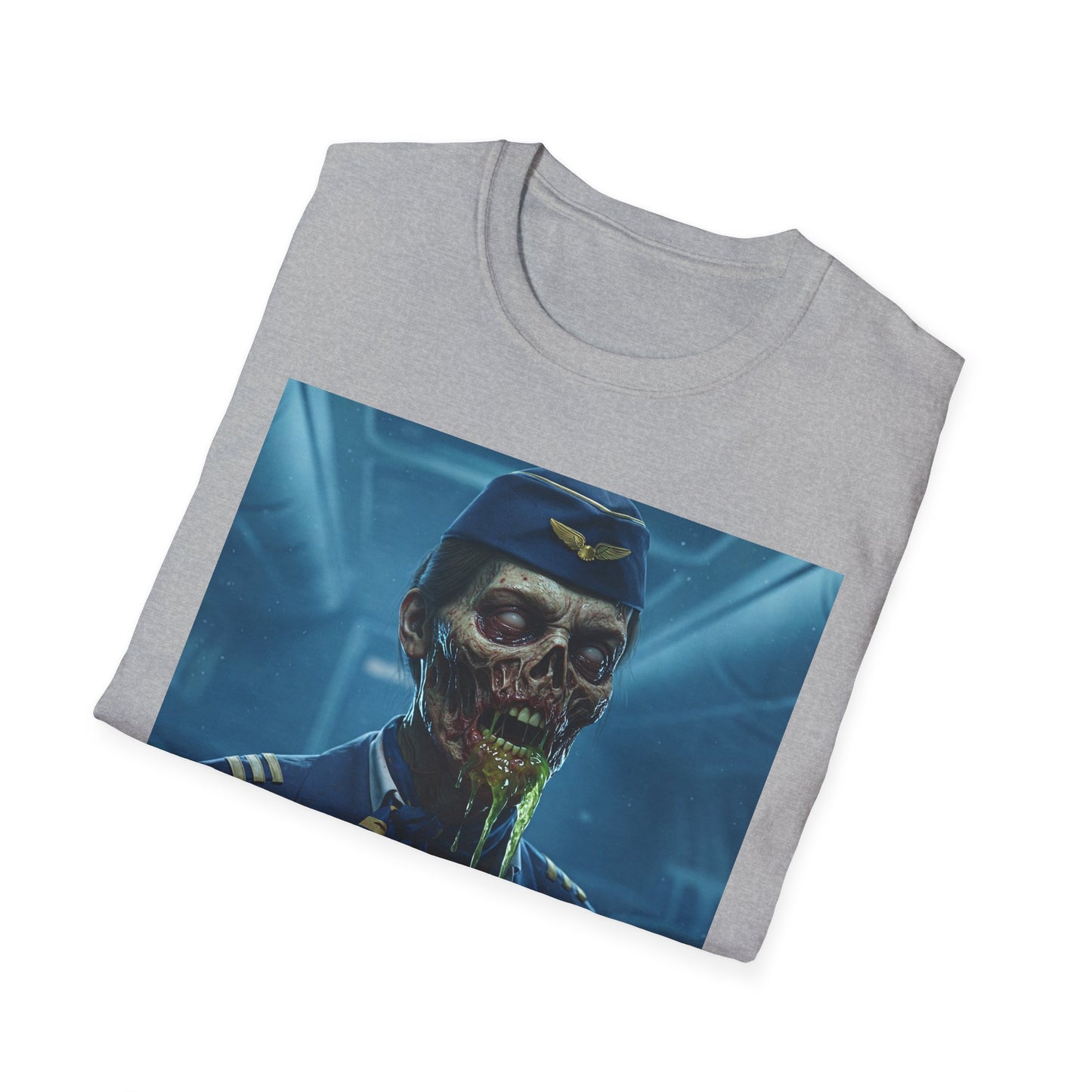 Zombie Pilot Apocalyptic Portrait Tee, bold, decaying zombie graphic