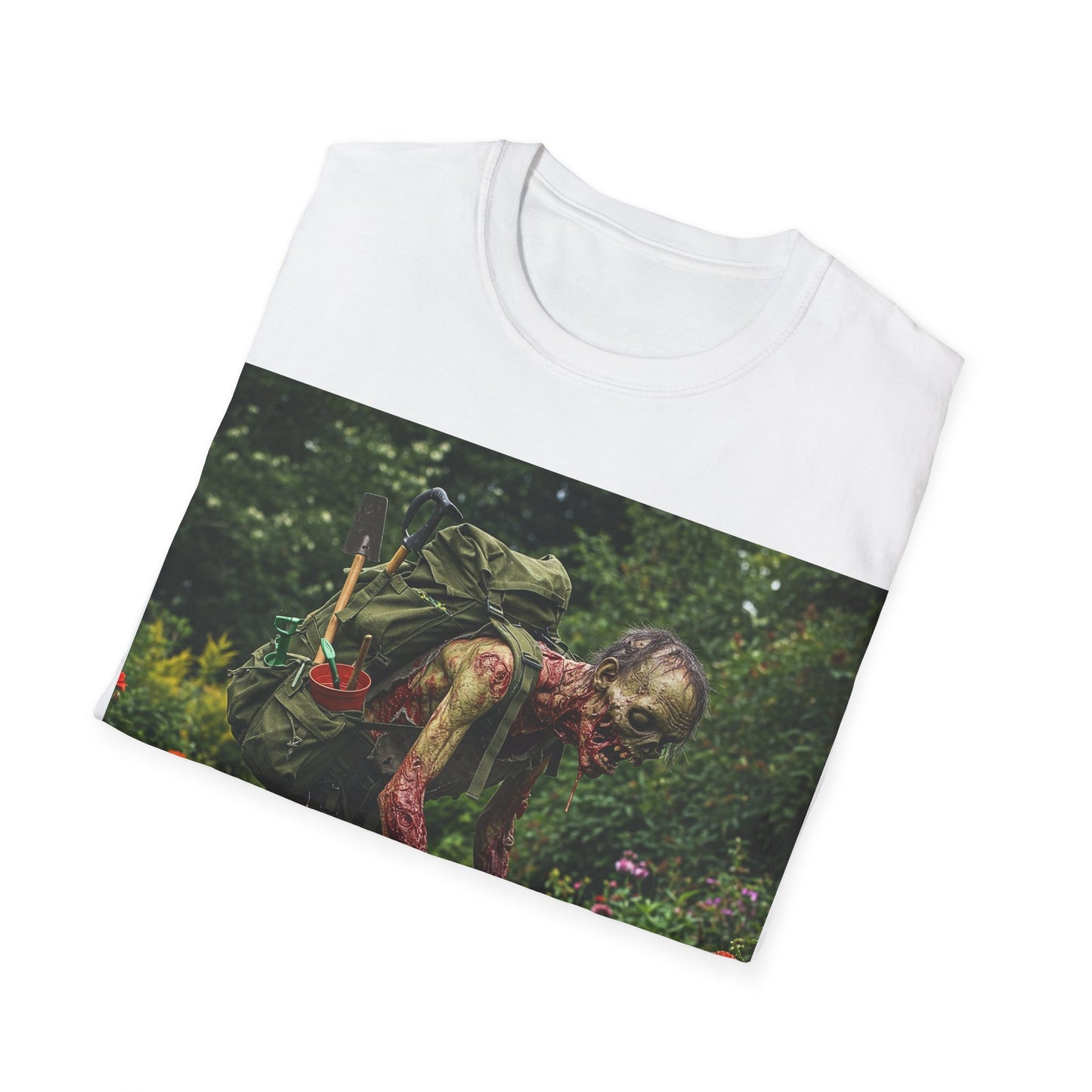 UK - Garden Zombie Unisex Softstyle T-Shirt - Perfect for Halloween and Horror Fans